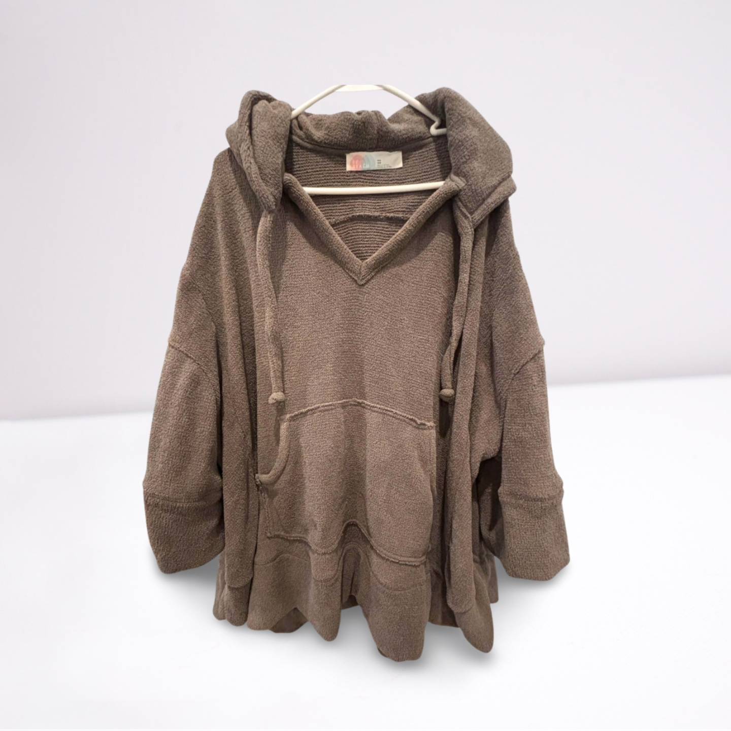 FP Beach Bathing Suit Cover-Up - Women - Gray - Size XS  Hooded Ties Oversized - Very Good - Pic 1