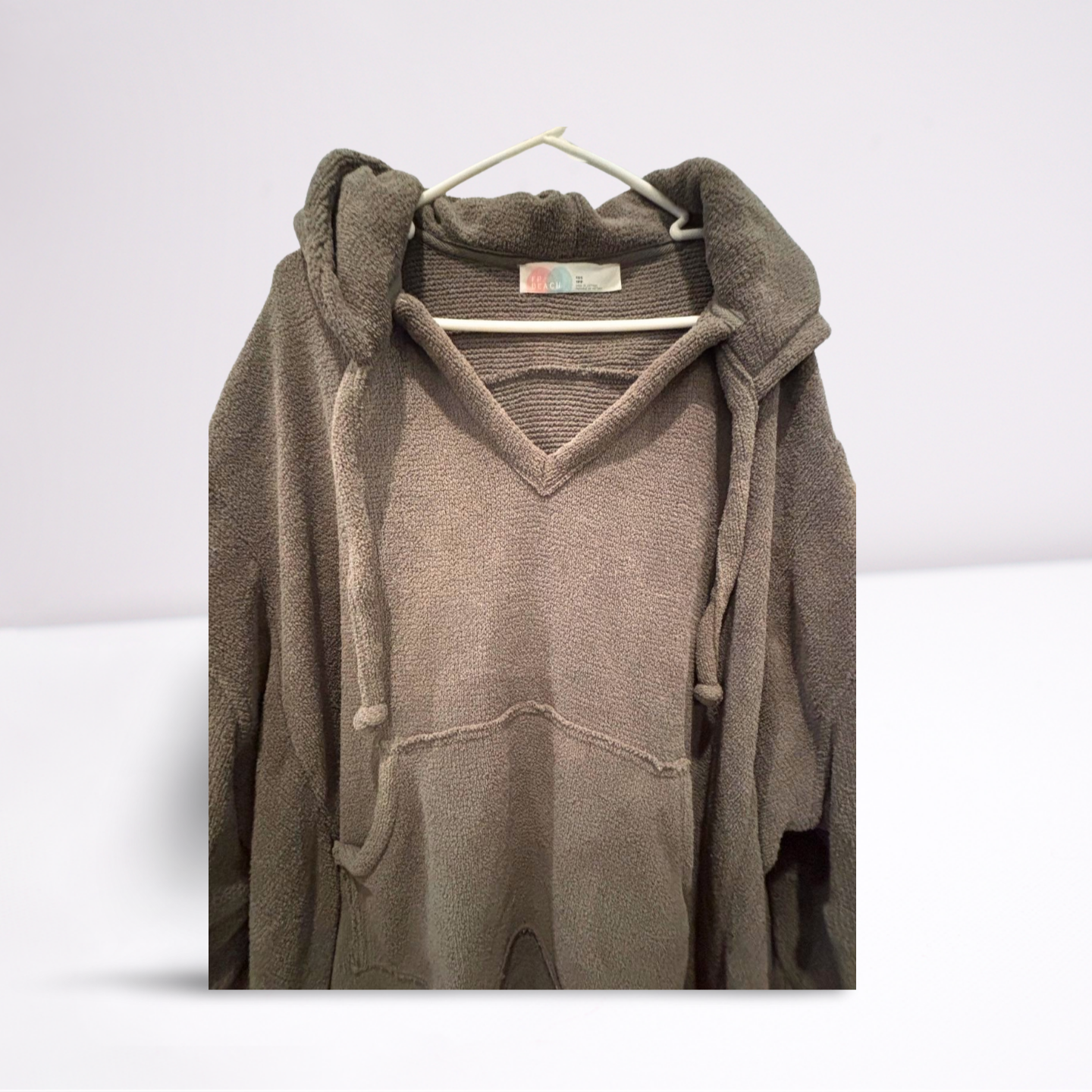 FP Beach Bathing Suit Cover-Up - Women - Gray - Size XS  Hooded Ties Oversized - Very Good - Pic 5