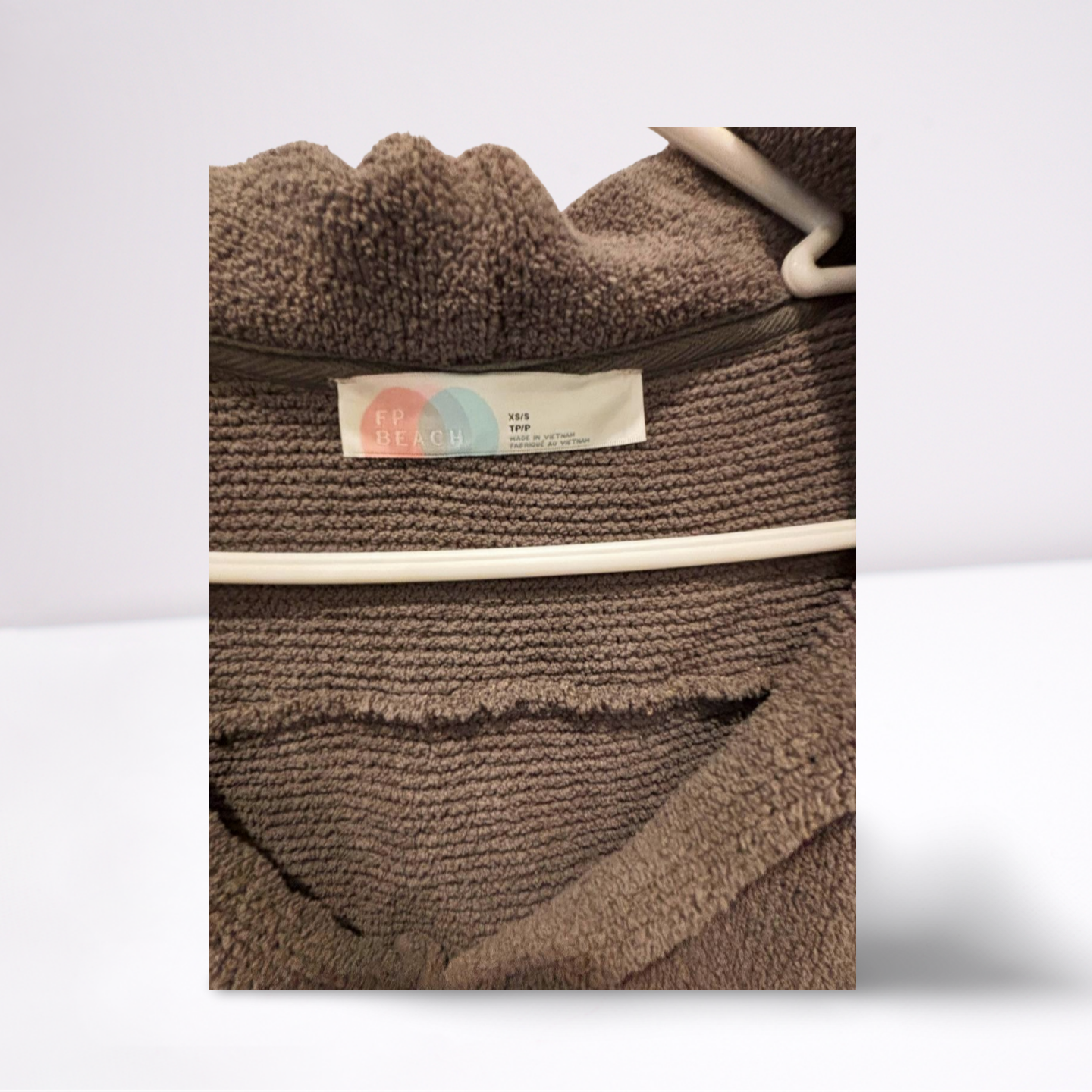 FP Beach Bathing Suit Cover-Up - Women - Gray - Size XS  Hooded Ties Oversized - Very Good - Pic 6