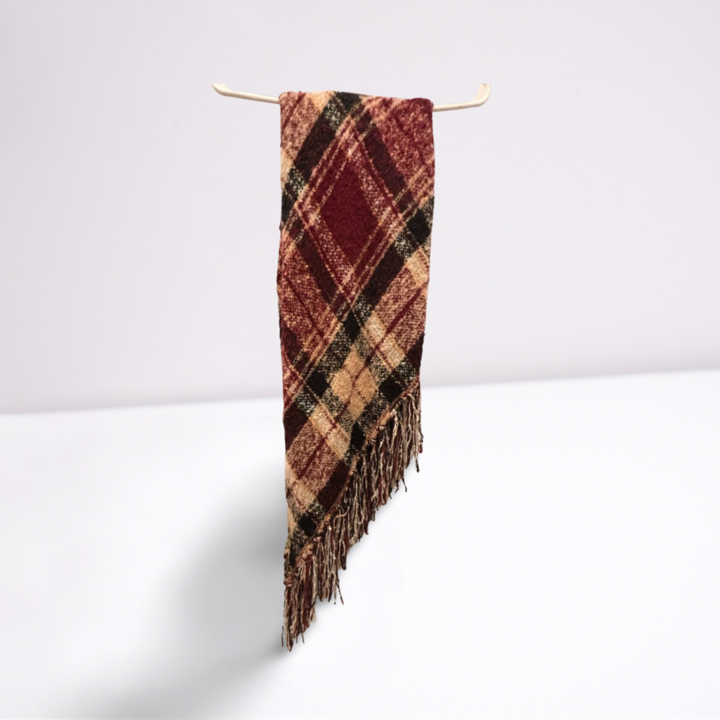 Used Indigo Womens Scarf | Black/Maroon/Beige | Medium