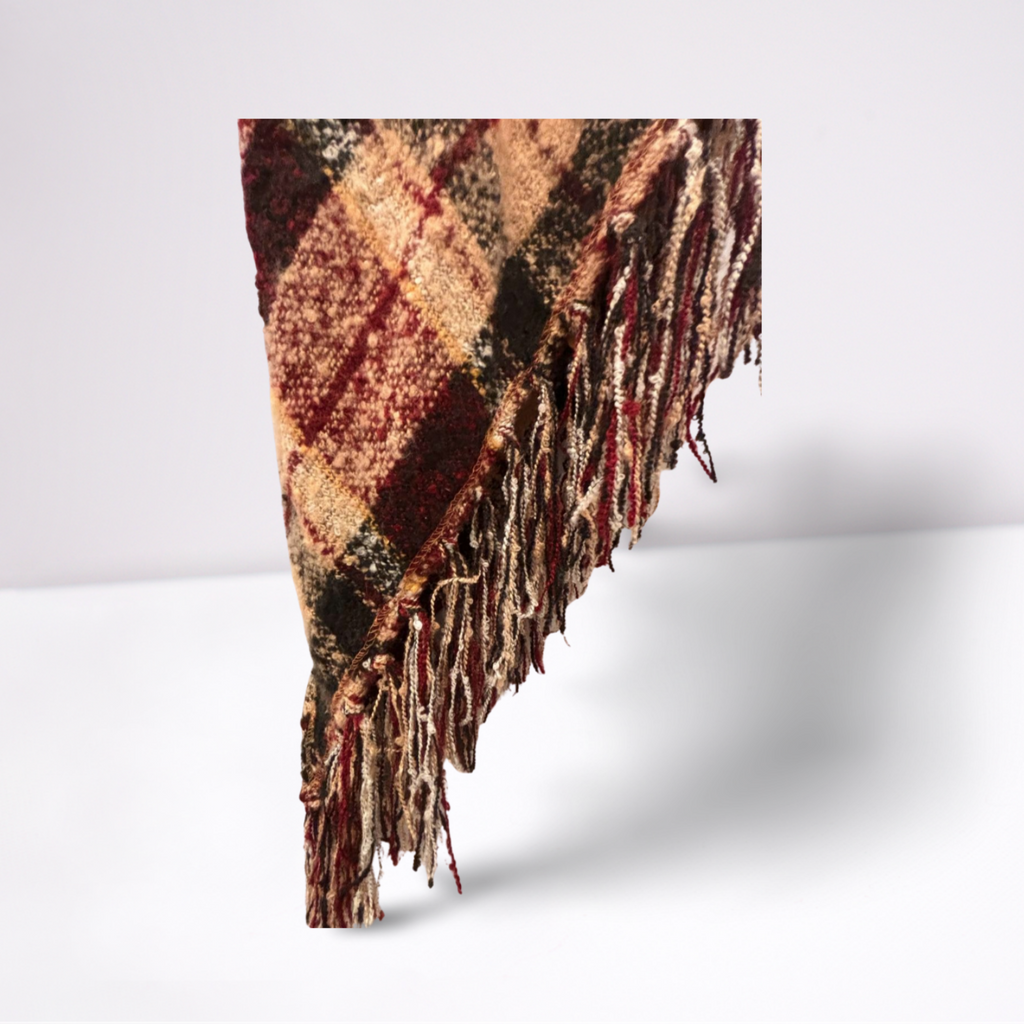Used Indigo Womens Scarf | Black/Maroon/Beige | Medium