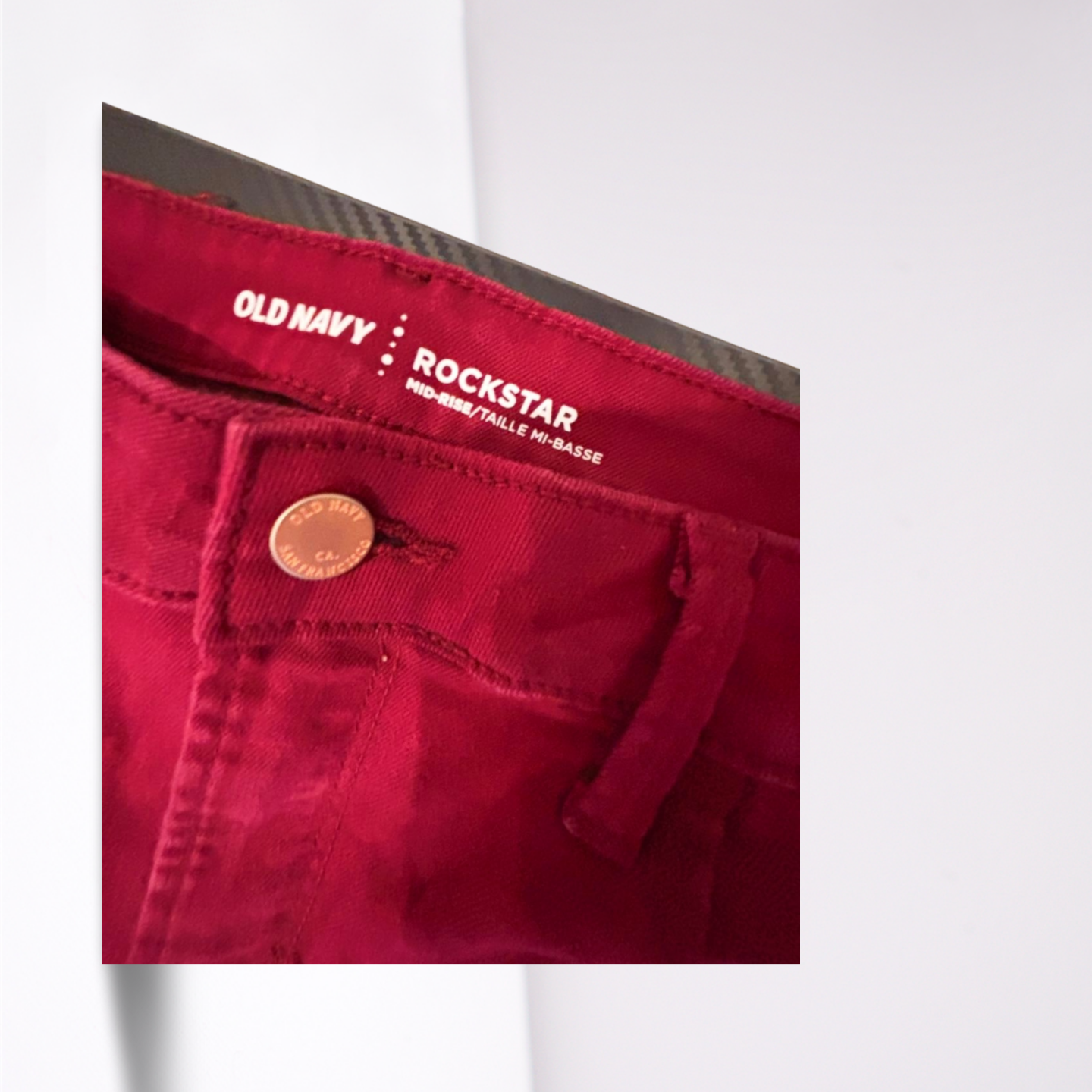 Old Navy Womens Jeans Rockstar Mid-Rise Regular - Red - 10R - Like New - Pic 4