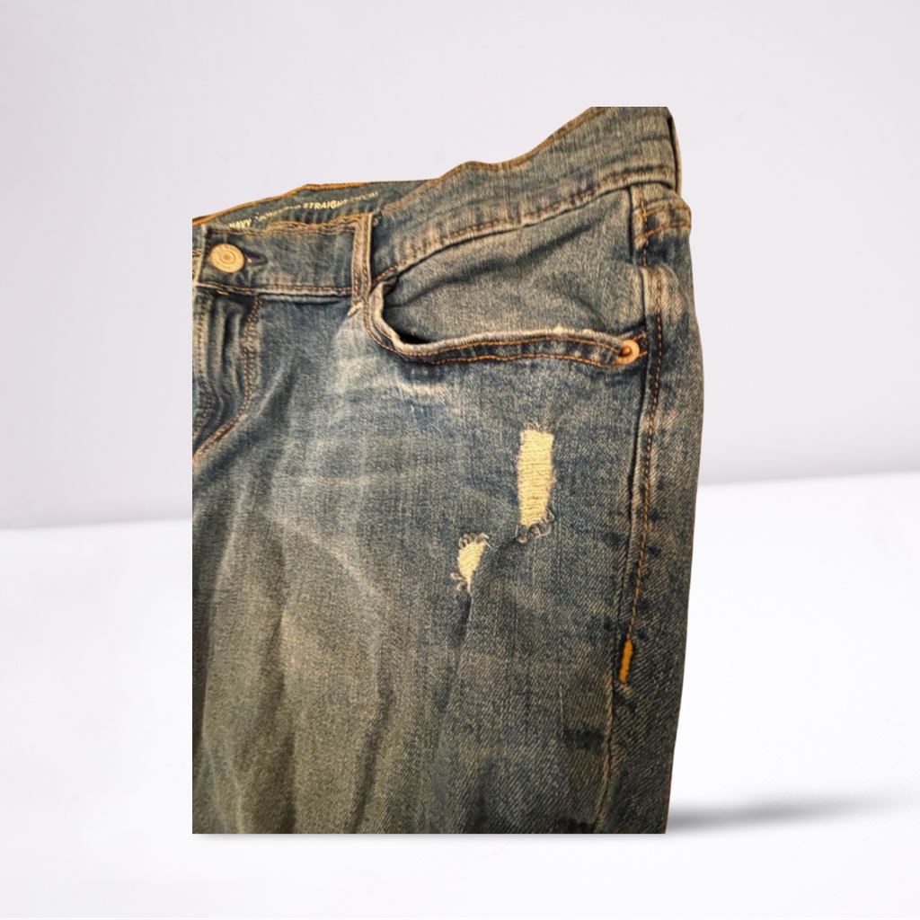 Old Navy Womens Jeans Boyfriend Distressed Medium Wash Straight - Blue - 14 - Like New - Pic 2