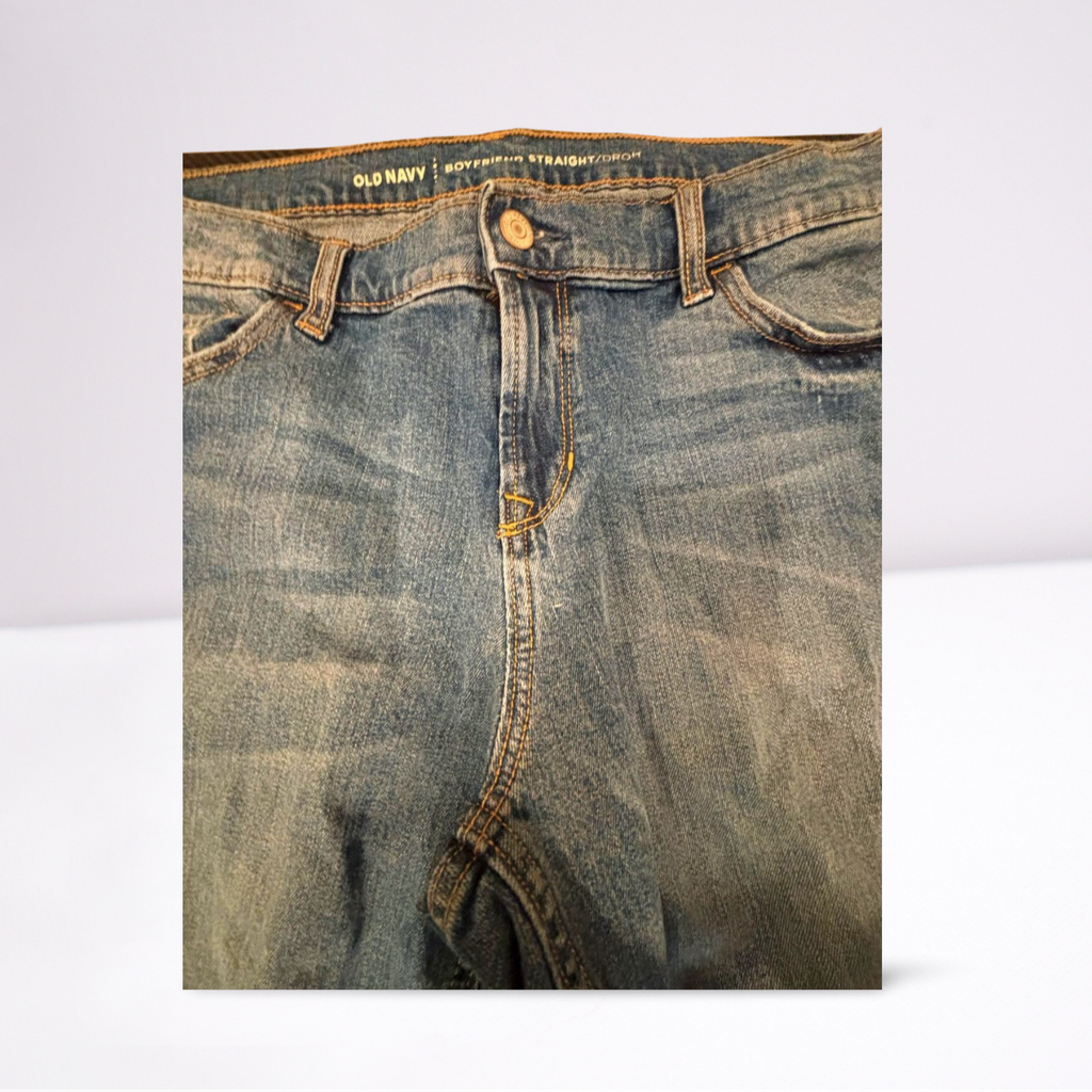 Old Navy Womens Jeans Boyfriend Distressed Medium Wash Straight - Blue - 14 - Like New - Pic 3