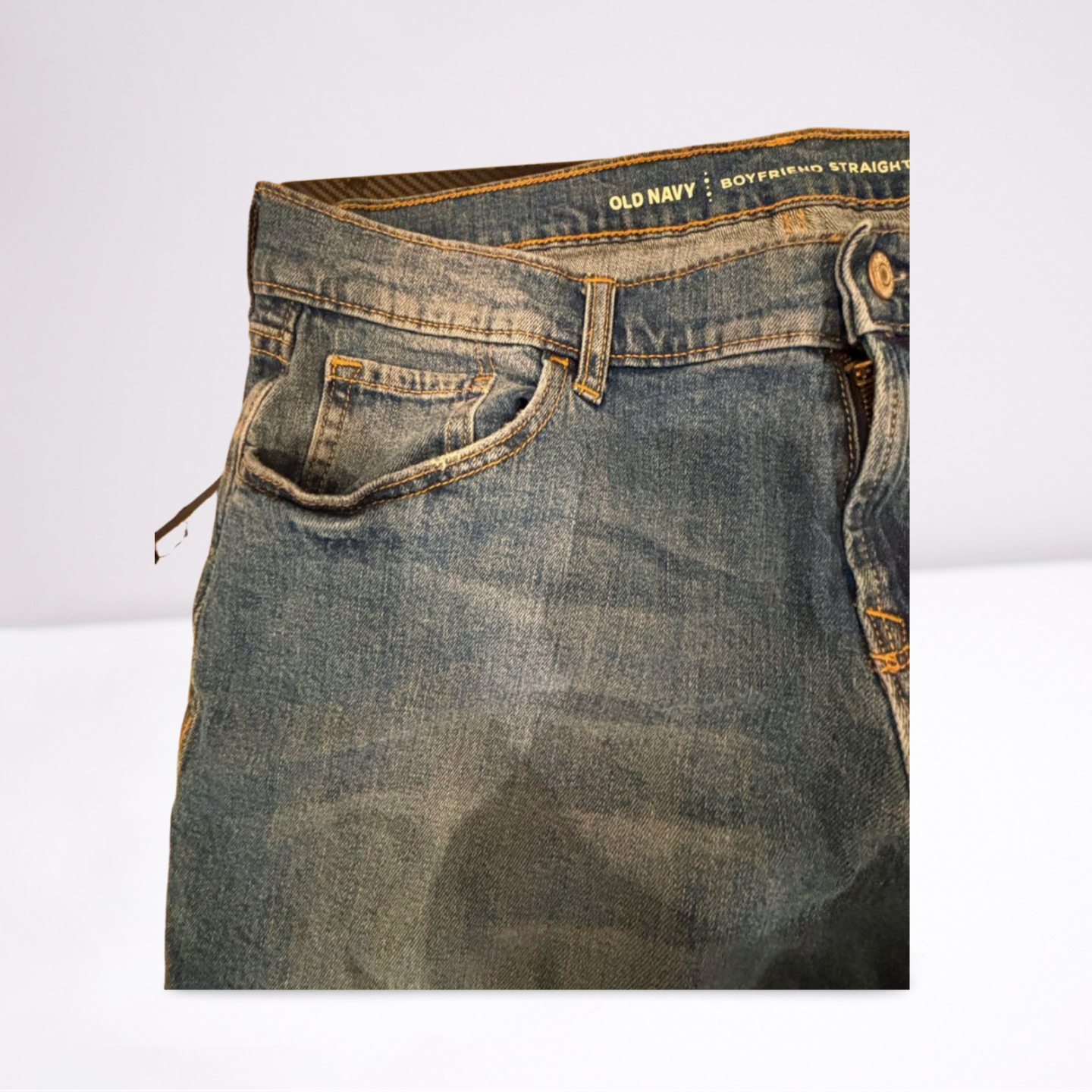 Old Navy Womens Jeans Boyfriend Distressed Medium Wash Straight - Blue - 14 - Like New - Pic 4