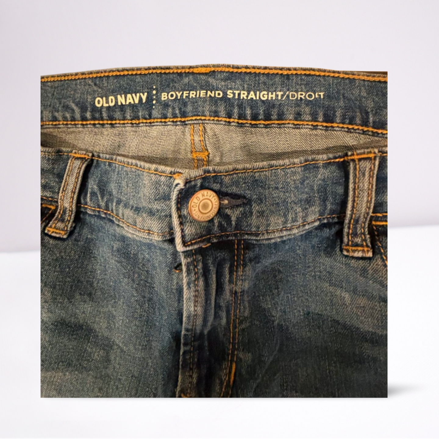 Old Navy Womens Jeans Boyfriend Distressed Medium Wash Straight - Blue - 14 - Like New - Pic 5