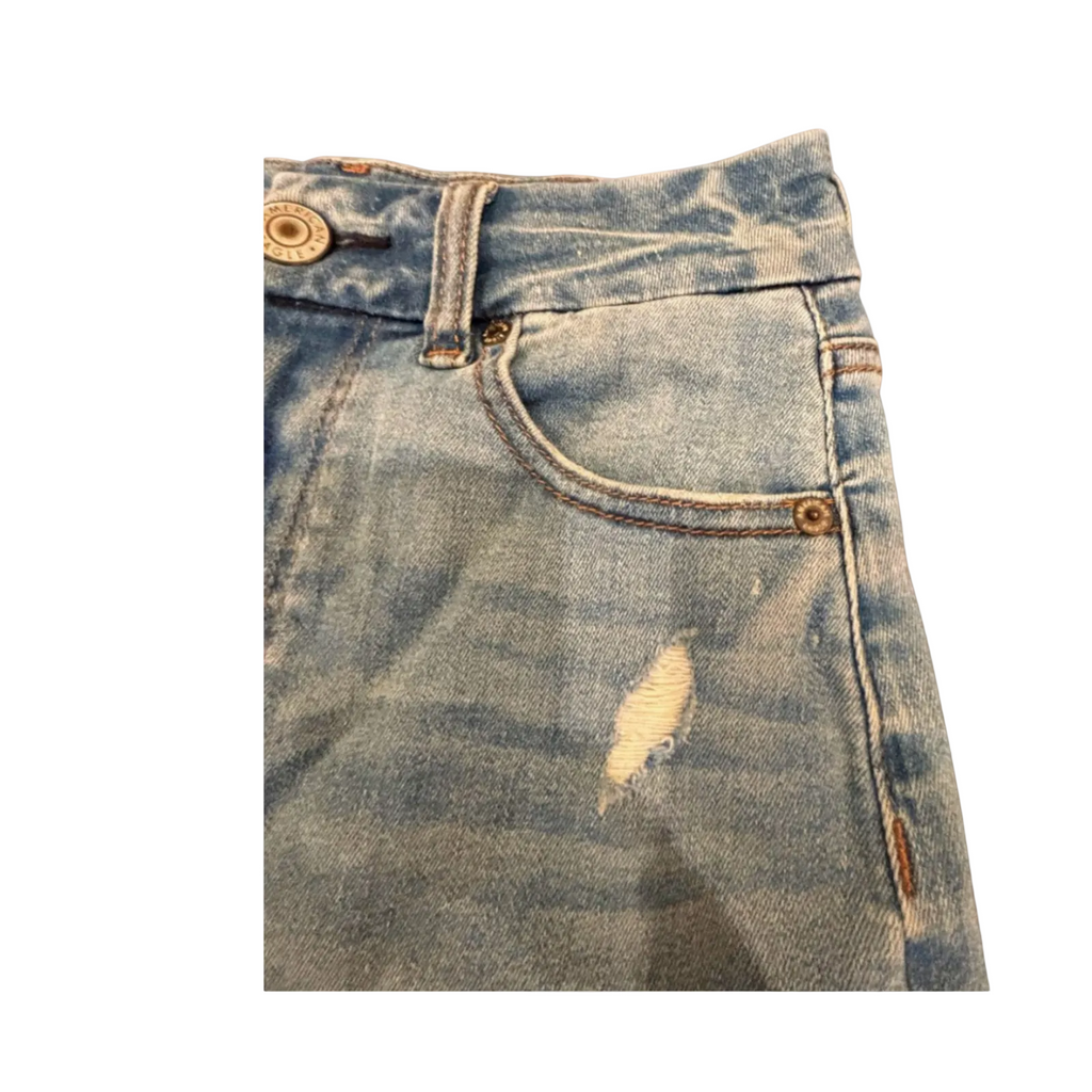 Used American Eagle Womens Denim Mini Skirt - Distressed - Next Level Stretch | Blue | 0