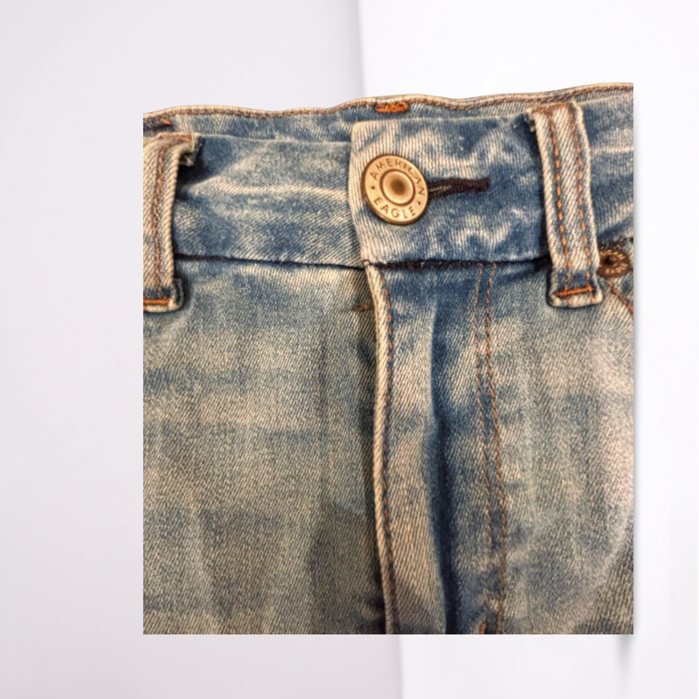 American Eagle Womens Denim Skirt Medium Wash Distressed Next Level Stetch - Blue - 8 - Very Good - Pic 3