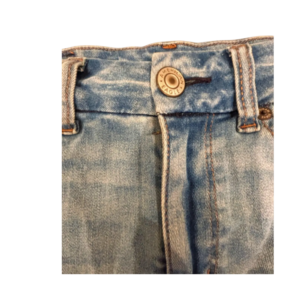 Used American Eagle Womens Denim Mini Skirt - Distressed - Next Level Stretch | Blue | 0