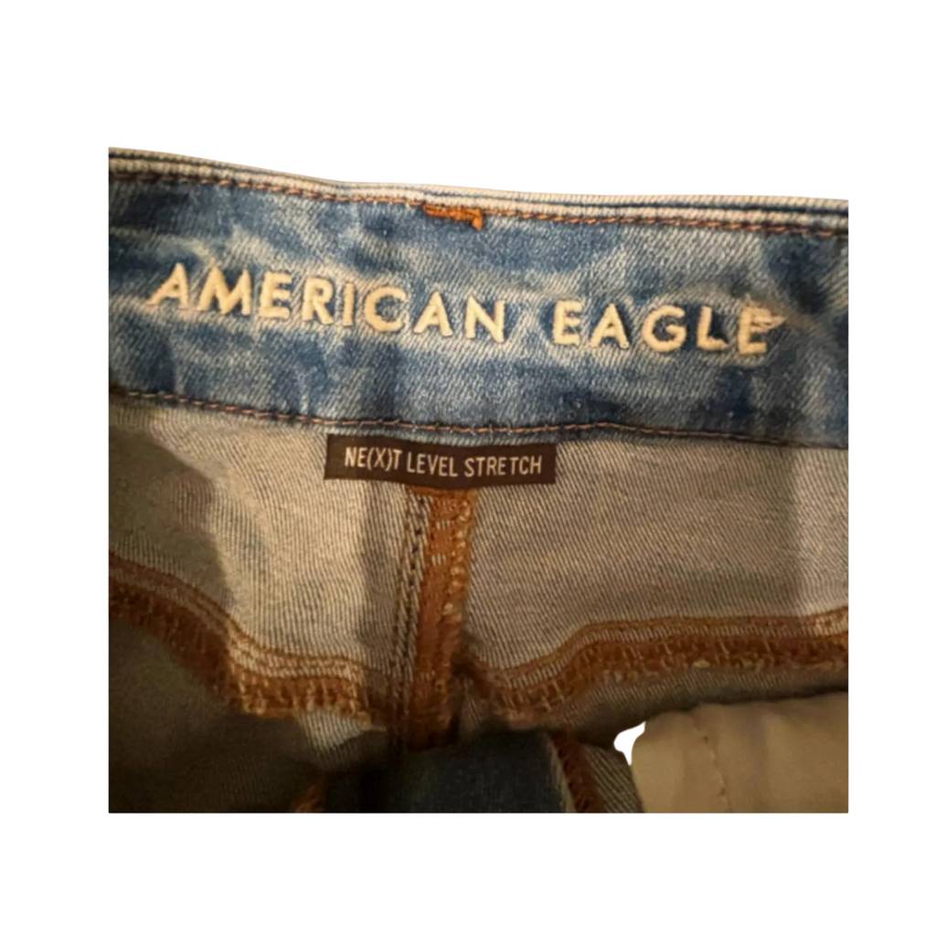 Used American Eagle Womens Denim Mini Skirt - Distressed - Next Level Stretch | Blue | 0