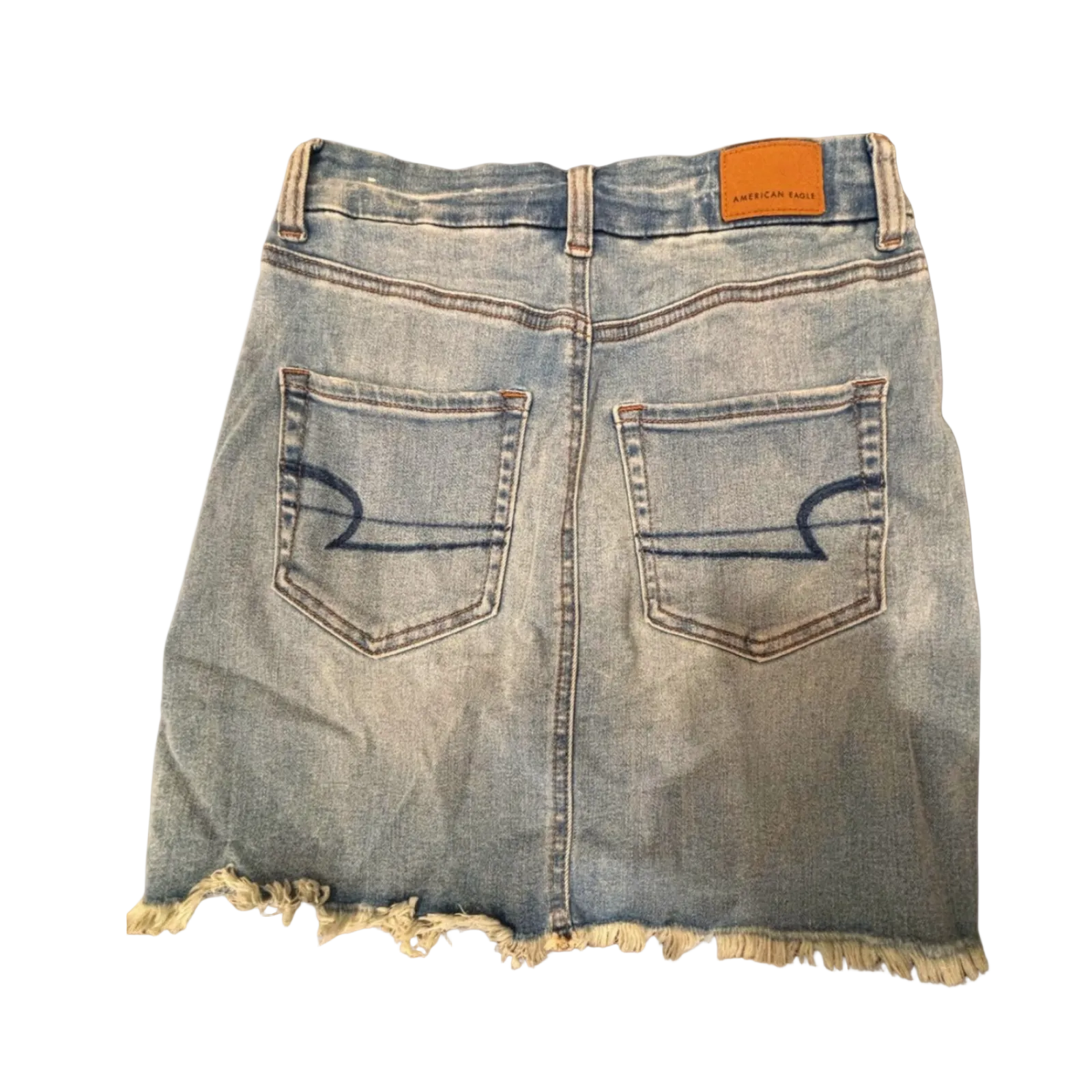 Used American Eagle Womens Denim Mini Skirt - Distressed - Next Level Stretch | Blue | 0
