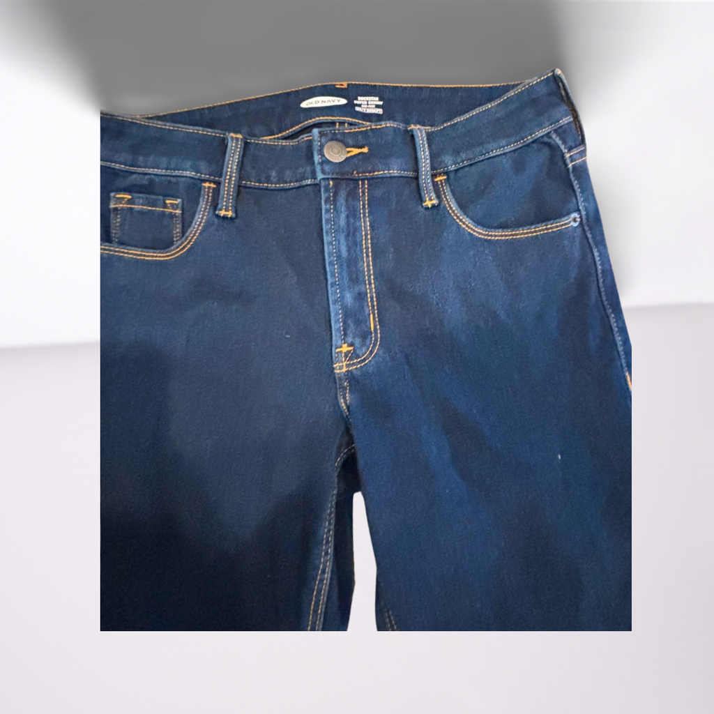 Old Navy Womens Jeans Rockstar Stretch Super Skinny Mid Rise - Navy Blue - 4 - Very Good - Pic 3