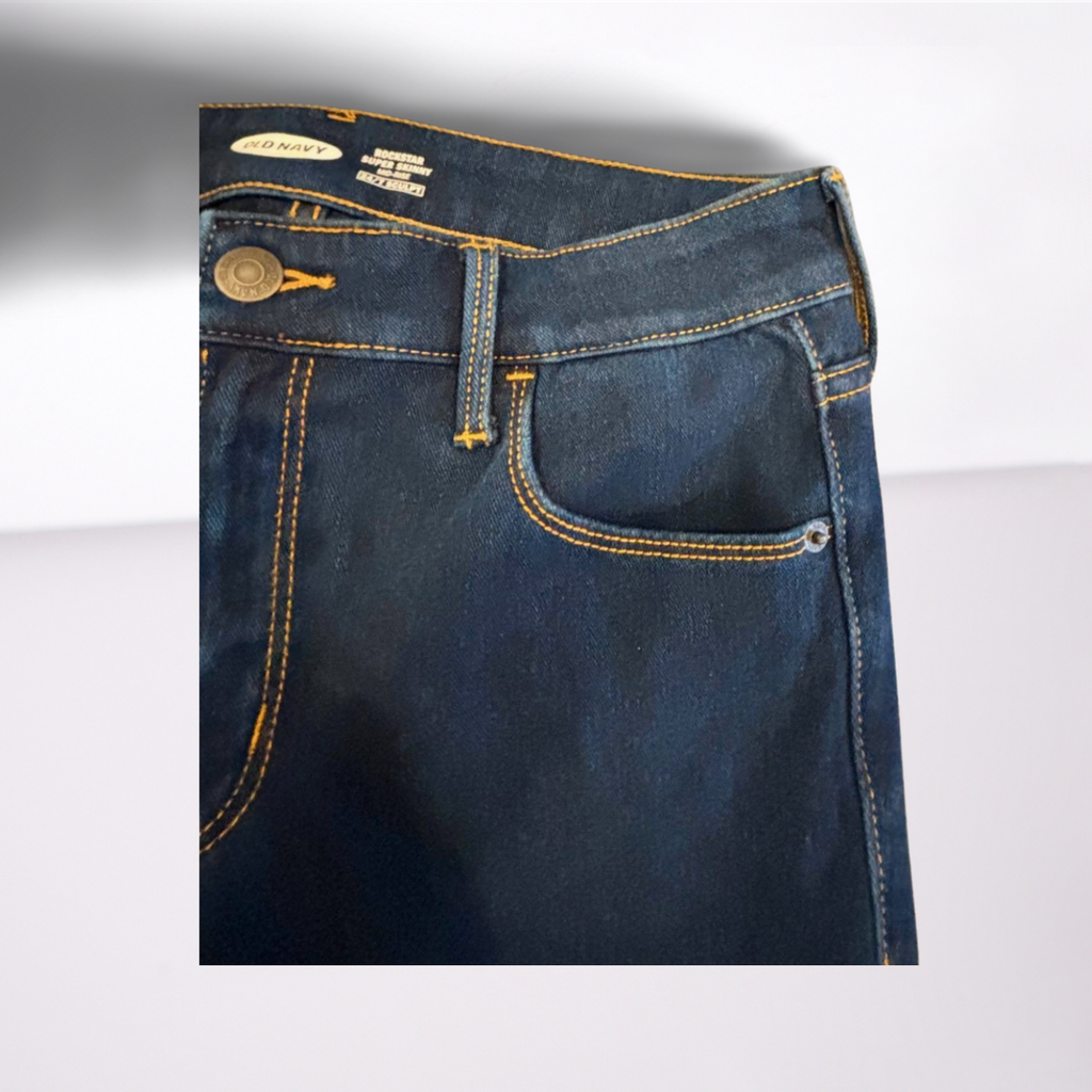 Old Navy Womens Jeans Rockstar Stretch Super Skinny Mid Rise - Navy Blue - 4 - Very Good - Pic 5
