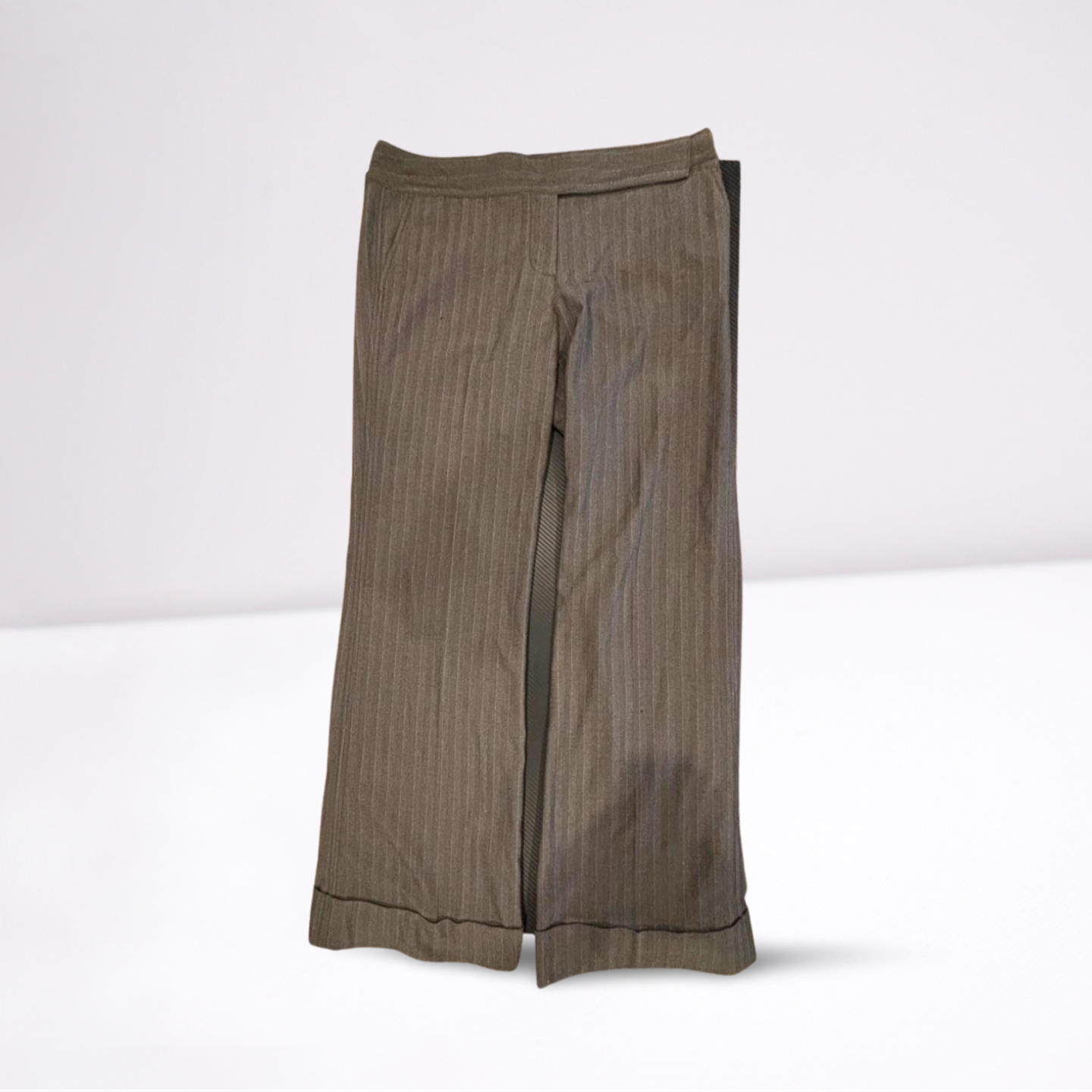 Old Navy Dress Pants - Women - Gray/Gold - Size 10  Stretch Clip Closure Belt - Very Good - Pic 1