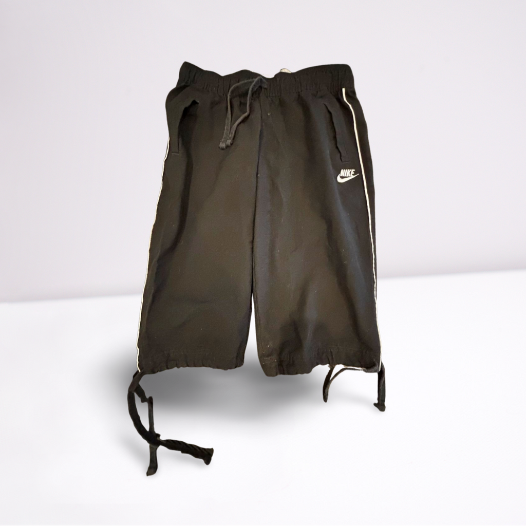 Youth Girls Nike Athletic Capri Pants Workout Stitched Logo Ties - Youth Medium - Black - Very Good - Pic 1