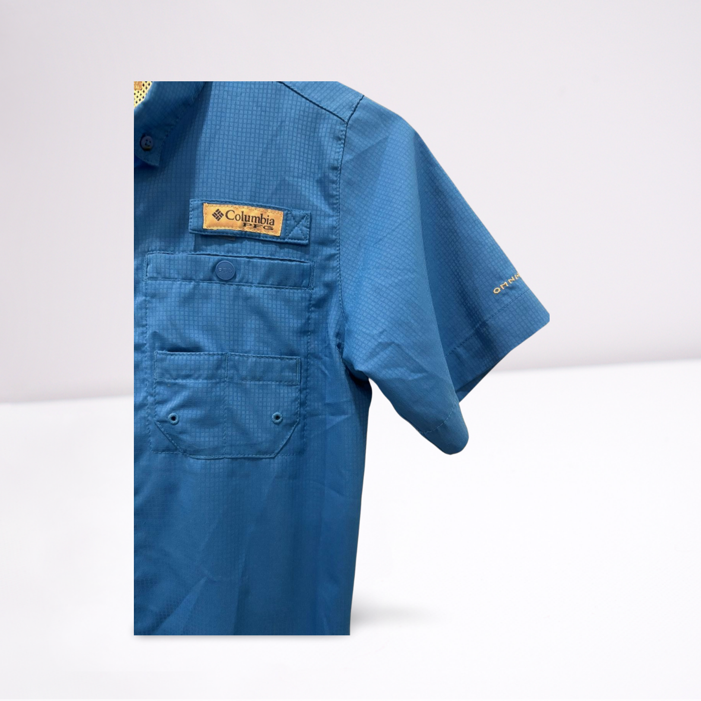 Columbia Youth Boys Short Sleeve Button Down Shirt Outdoor Fishing - Blue - Medium - Very good - Pic 7