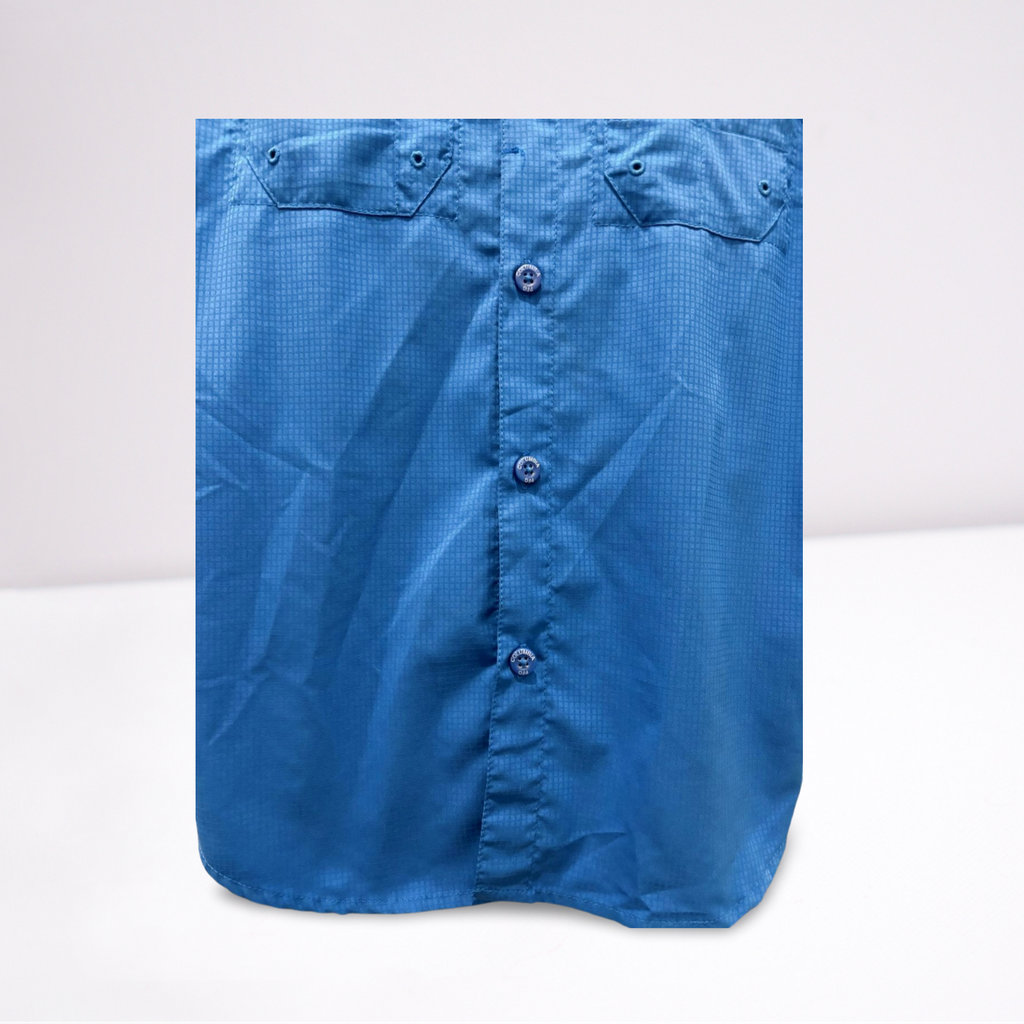 Columbia Youth Boys Short Sleeve Button Down Shirt Outdoor Fishing - Blue - Medium - Very good - Pic 3