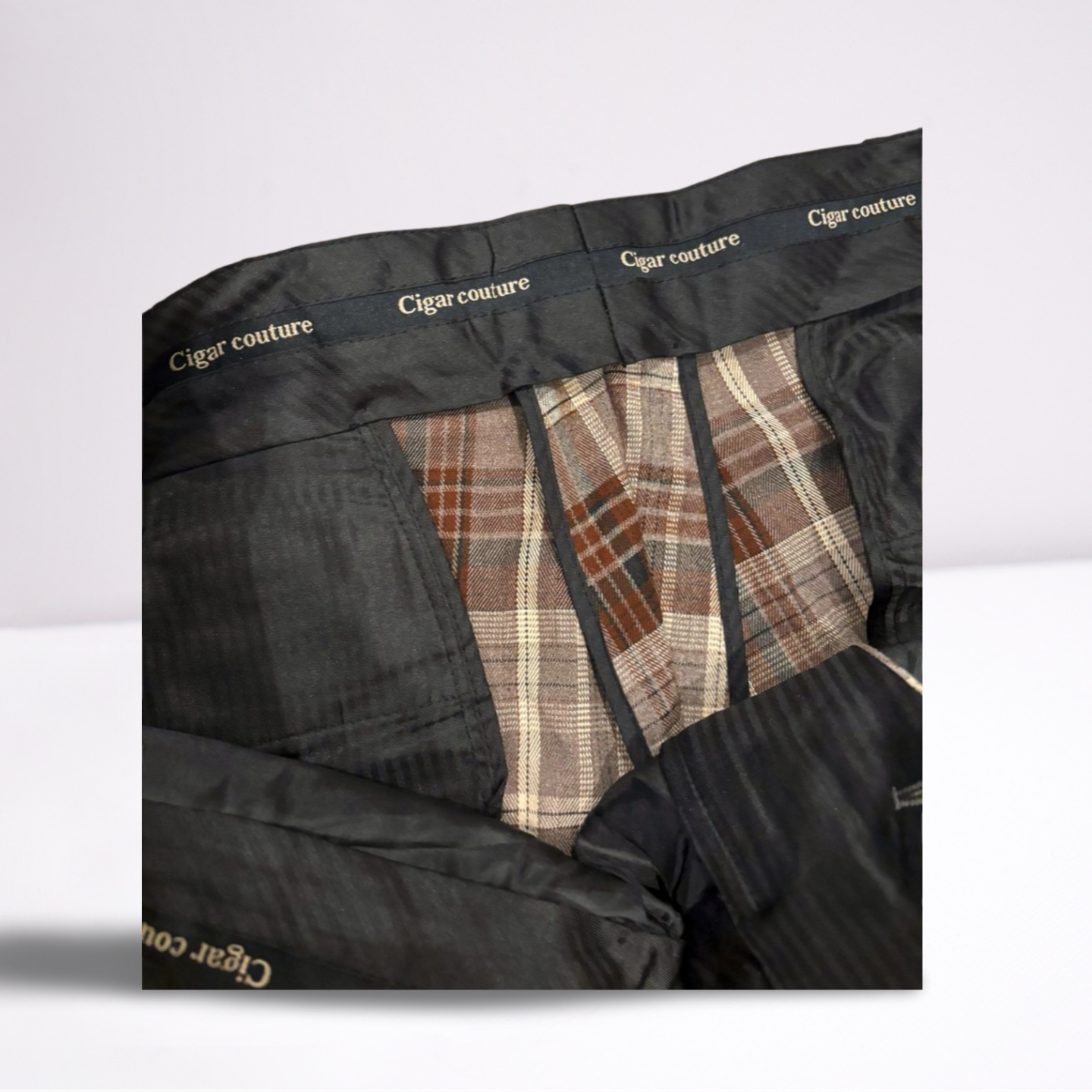 Cigar Couture Mens Trousers Casual Pants - Plaid - Brown/Gray/White/Black - 38x30 - Very Good - Pic 6