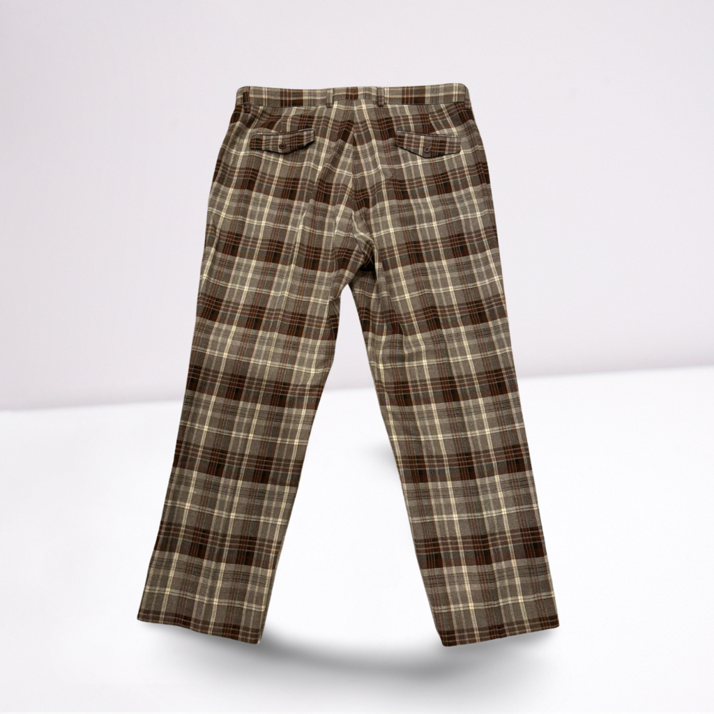 Cigar Couture Mens Trousers Casual Pants - Plaid - Brown/Gray/White/Black - 38x30 - Very Good - Pic 2
