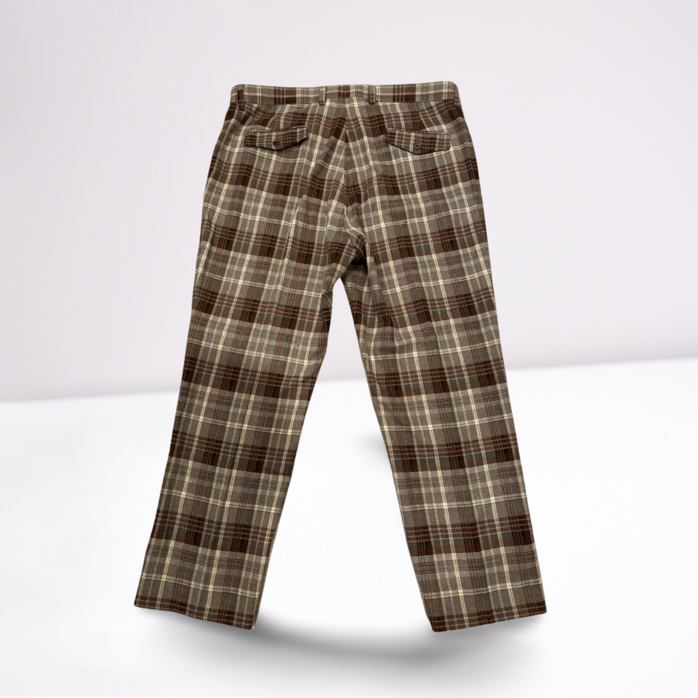 Cigar Couture Mens Trousers Casual Pants - Plaid - Brown/Gray/White/Black - 38x30 - Very Good - Pic 2