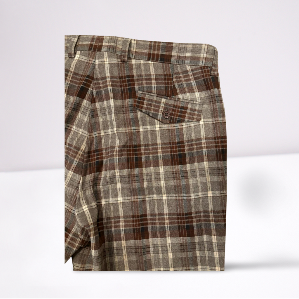 Cigar Couture Mens Trousers Casual Pants - Plaid - Brown/Gray/White/Black - 38x30 - Very Good - Pic 8