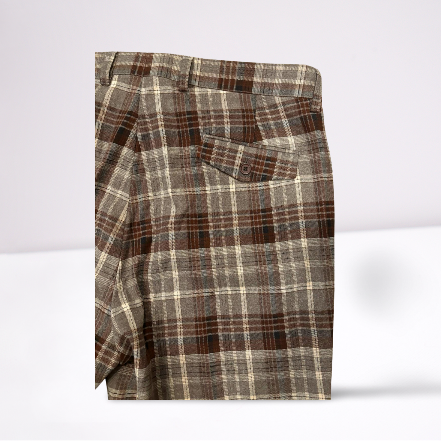 Cigar Couture Mens Trousers Casual Pants - Plaid - Brown/Gray/White/Black - 38x30 - Very Good - Pic 8