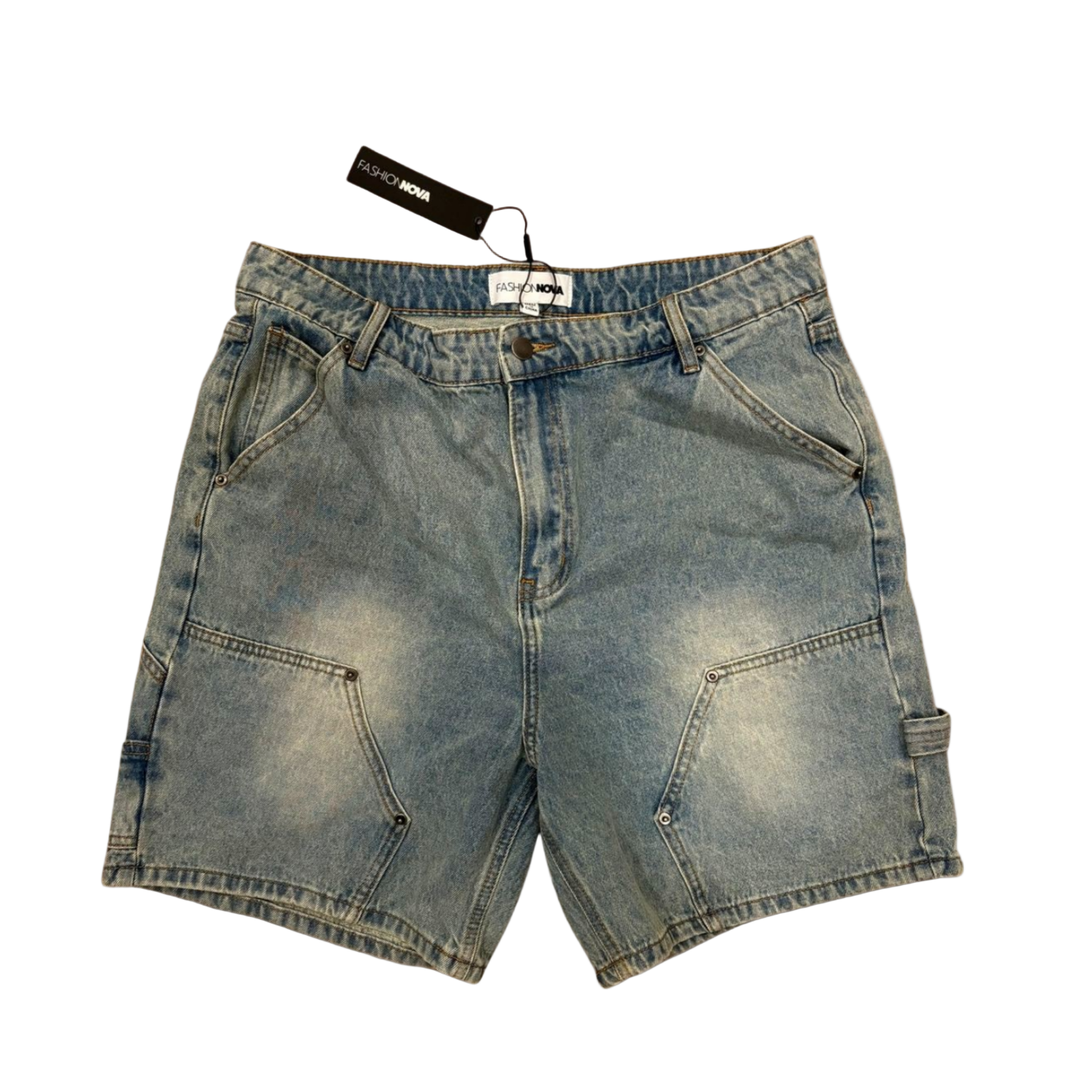 Fashion Nova Womens Denim Shorts Light Washed - blue - 15 - Like New - Pic 1