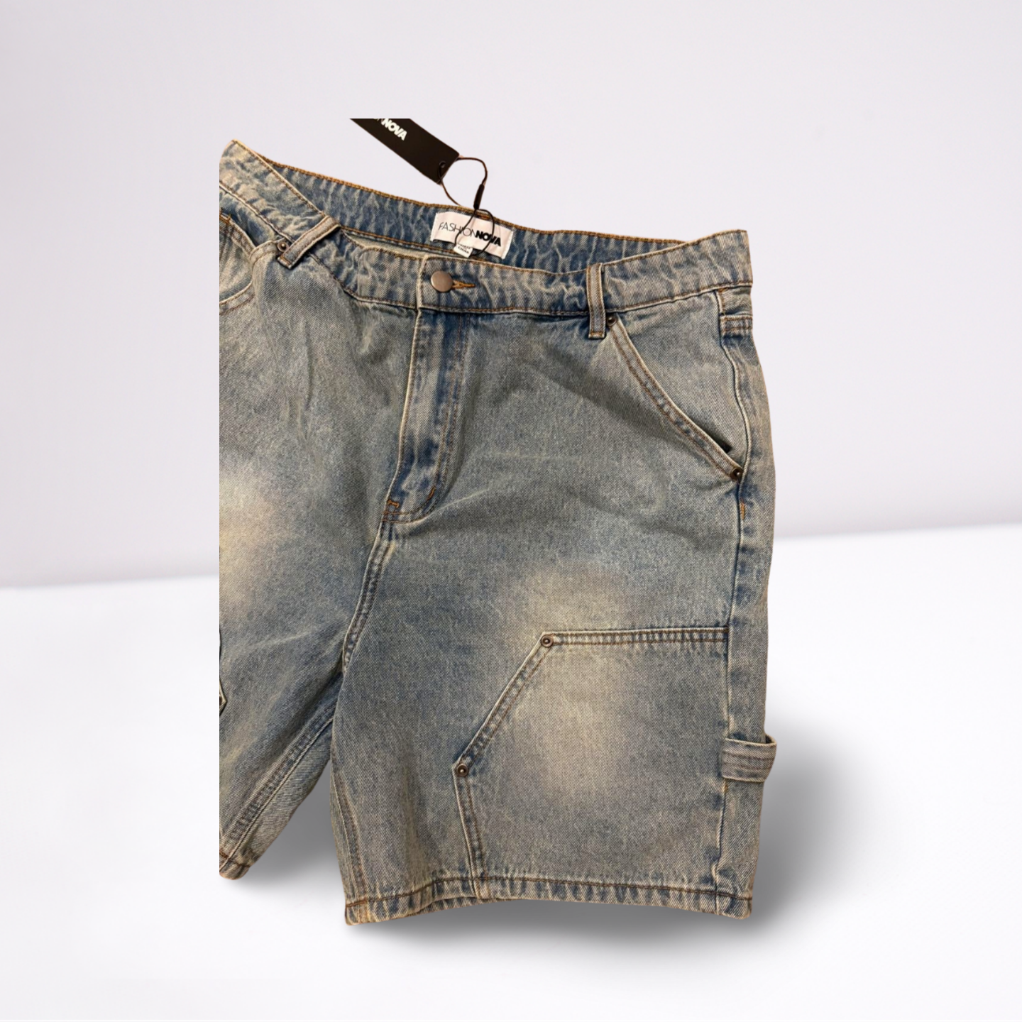 Fashion Nova Womens Denim Shorts Light Washed - blue - 15 - Like New - Pic 3