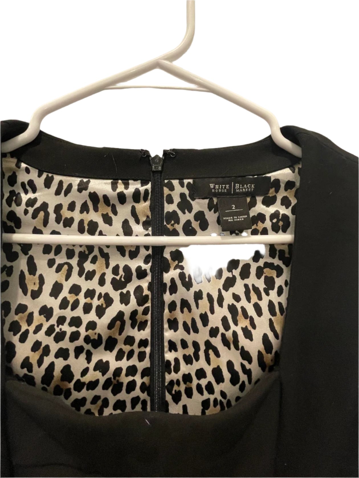 White House Black Market Womens Dress Sheath Leopard Satin Lining - Black - 2 - Like New - Pic 3