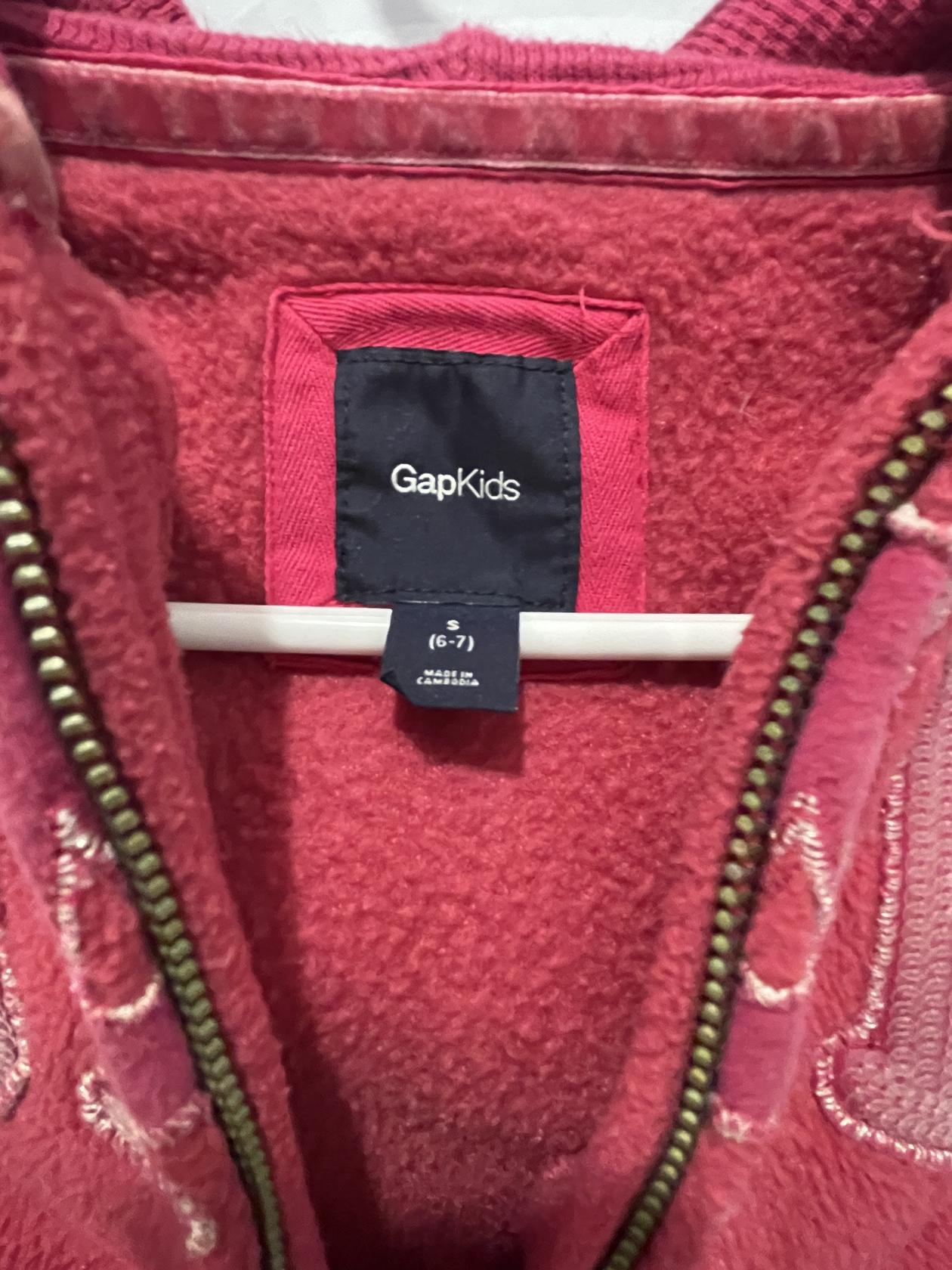 Gap Kids Jacket Sequent Logo Zip-Up - Pink - Small - Good - Pic 3