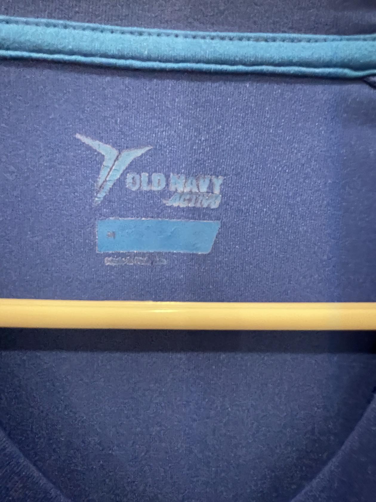 Old Navy Mens Long Sleeve Active T-Shirt Active Graphic Sleeves - Blue - Medium - Very Good - Pic 3