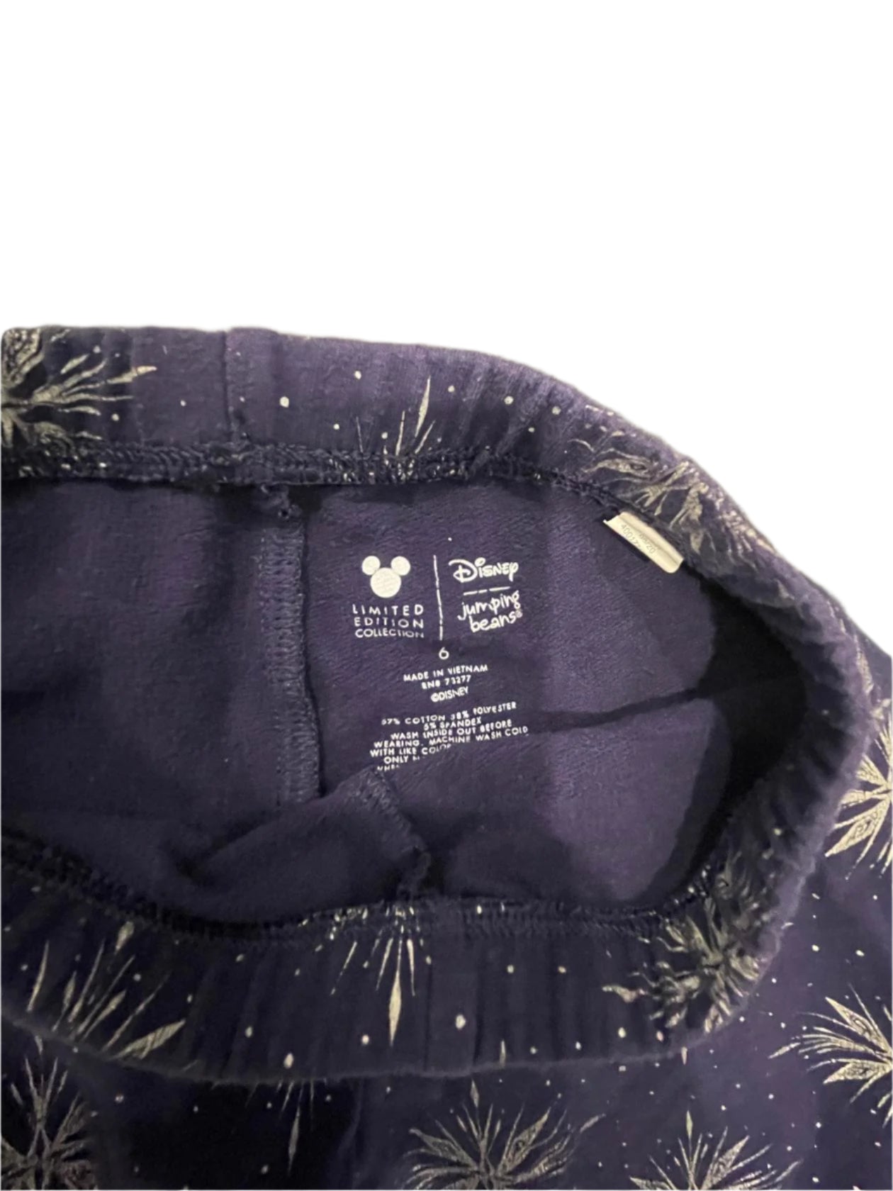 Disney Kids Leggings Jumping Beans Fleece Lined - Navy Gold - 6 - Good - Pic 3