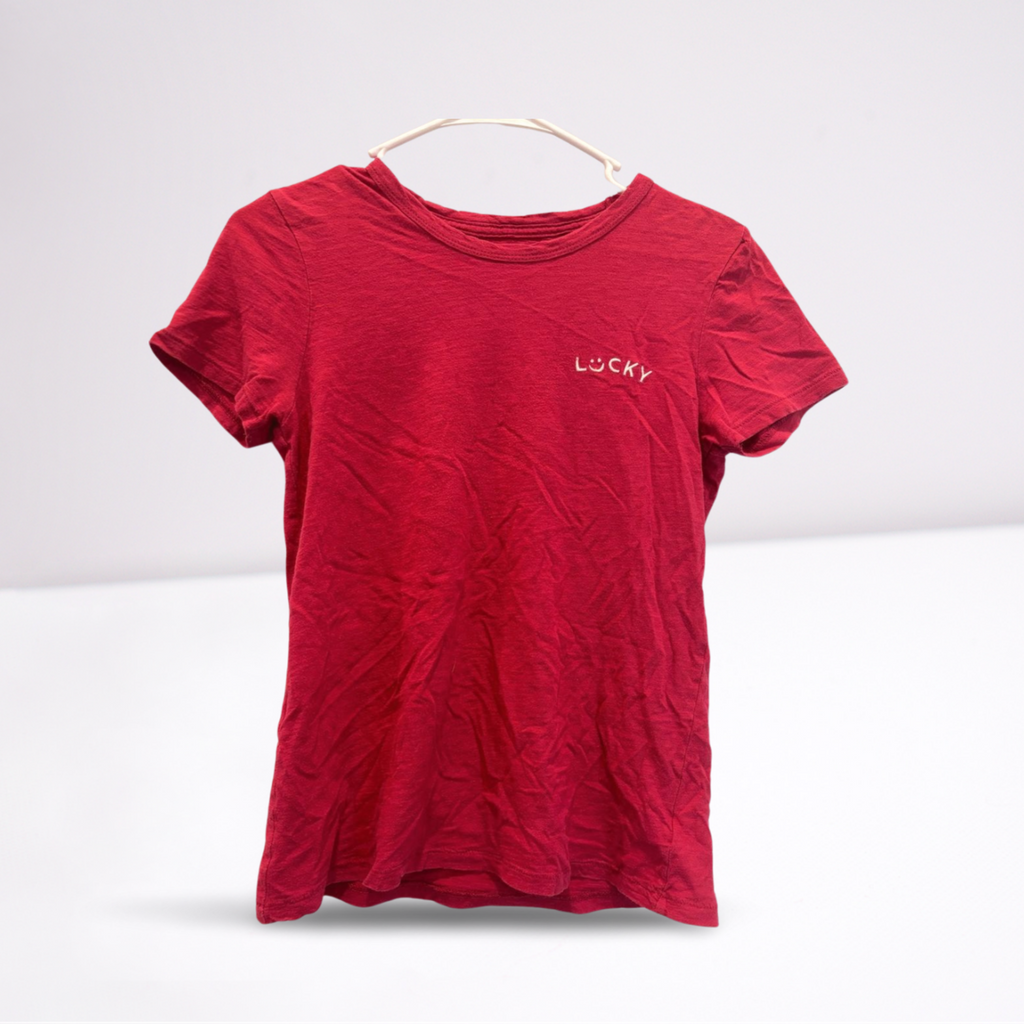 Lucky Brand Womens T-Shirt Smiley Face Stitched - Red - XS - Very good - Pic 1