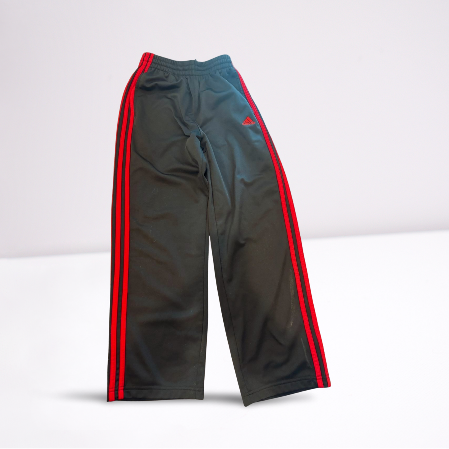 Adidas Youth Boys Sweatpant Relaxed Striped Active - Black/Red - Medium - Very Good - Pic 1