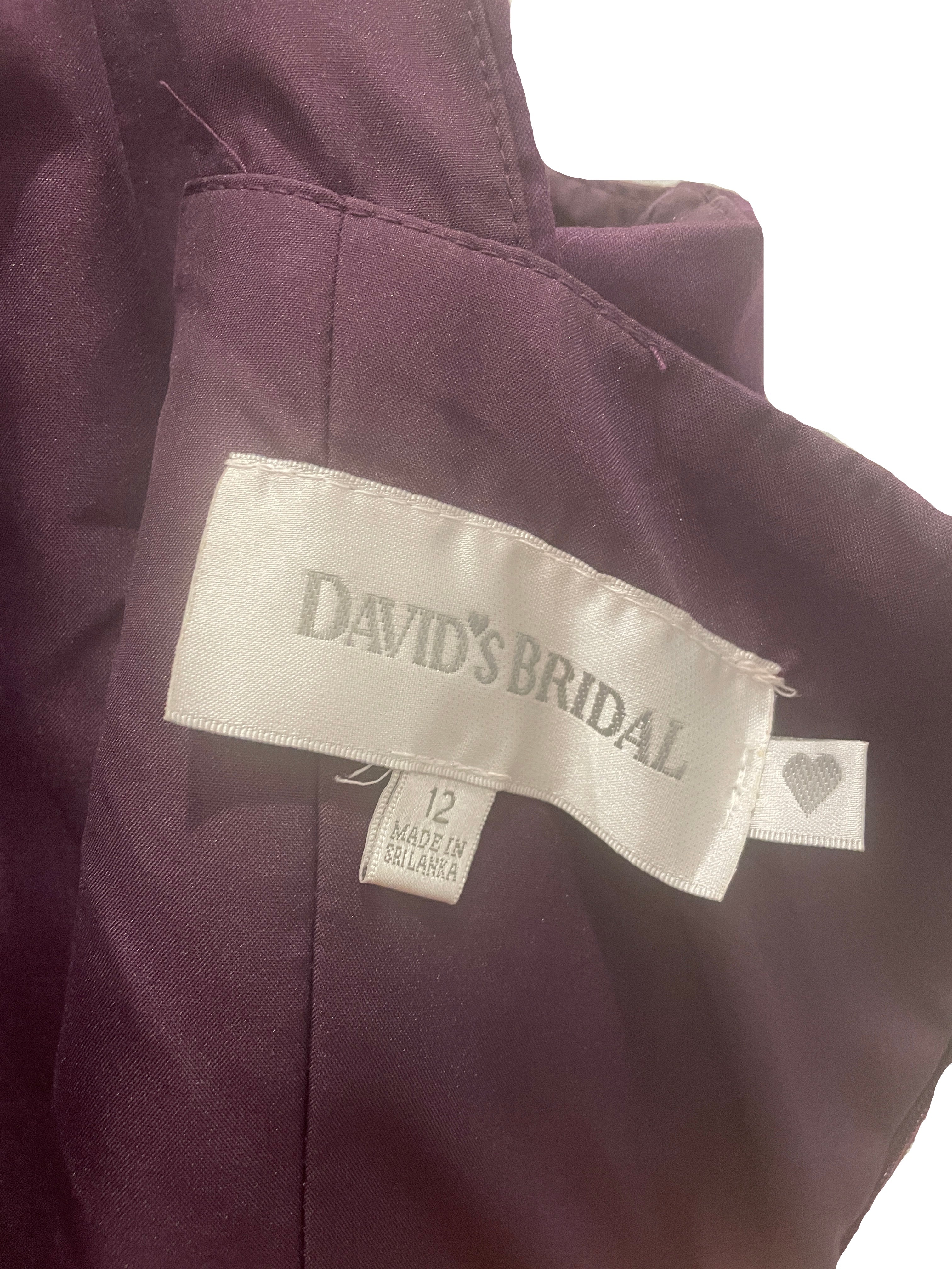 Davids Bridal Womens Dress Bridal Knee Length - Purple - 12 - Like New - Pic 3