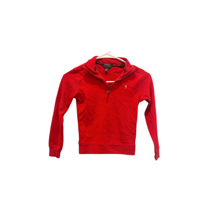 Polo Ralph Lauren Unisex Youth Quarter Zip Pullover - red - 6 - Like New - Pic 1