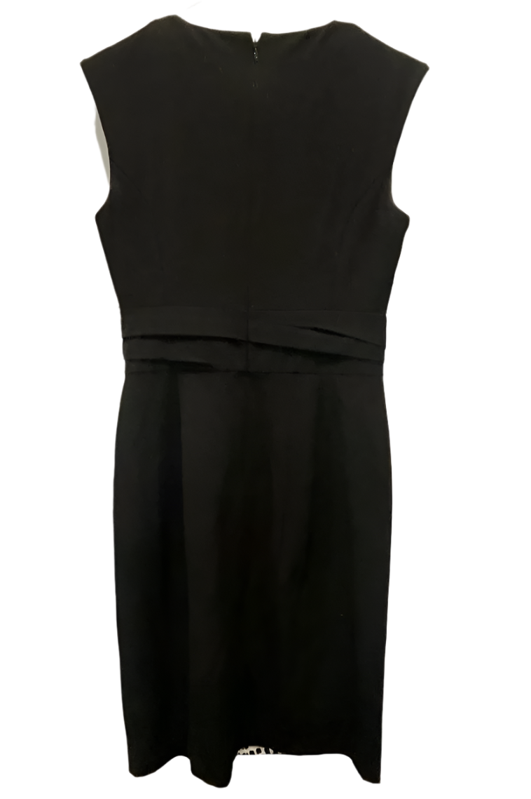 White House Black Market Womens Dress Sheath Leopard Satin Lining - Black - 2 - Like New - Pic 2