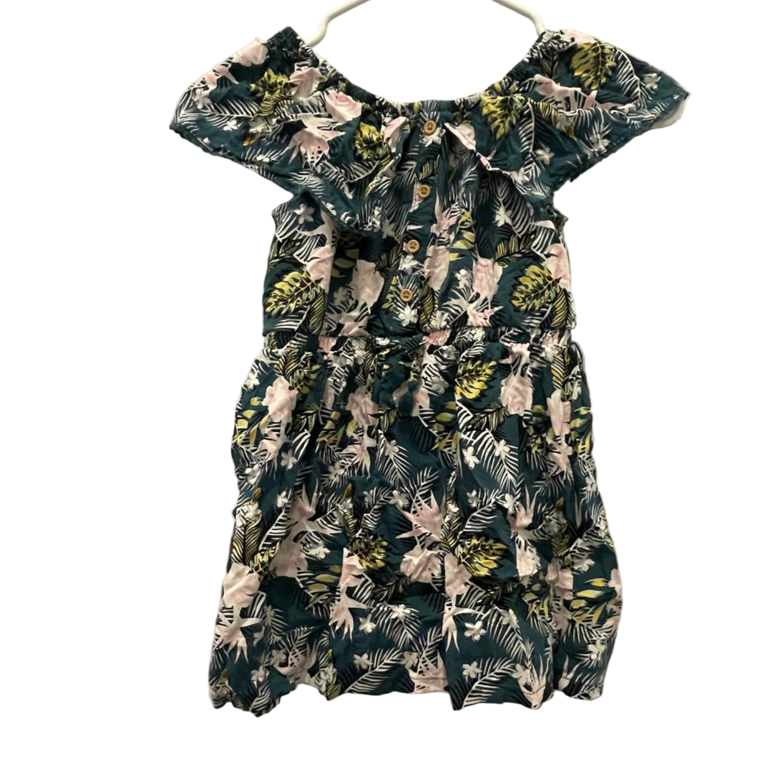 Used Art Class Little Girls Dress - Off-The-Shoulder | Green | 5T