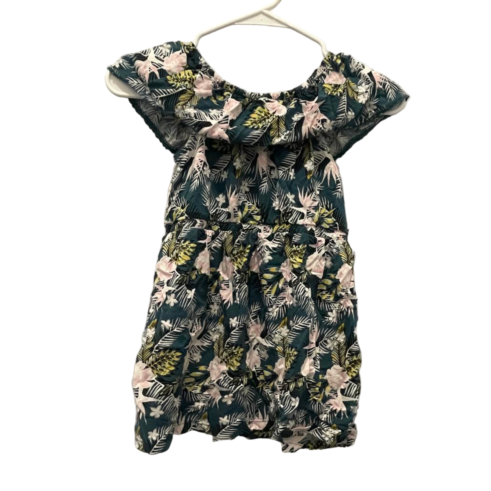 Used Art Class Little Girls Dress - Off-The-Shoulder | Green | 5T