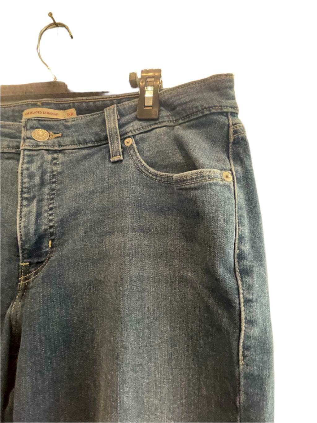 Levi Strauss Womens Jeans 414 Flare Relaxed Straight - Blue - 18W - Very Good - Pic 4