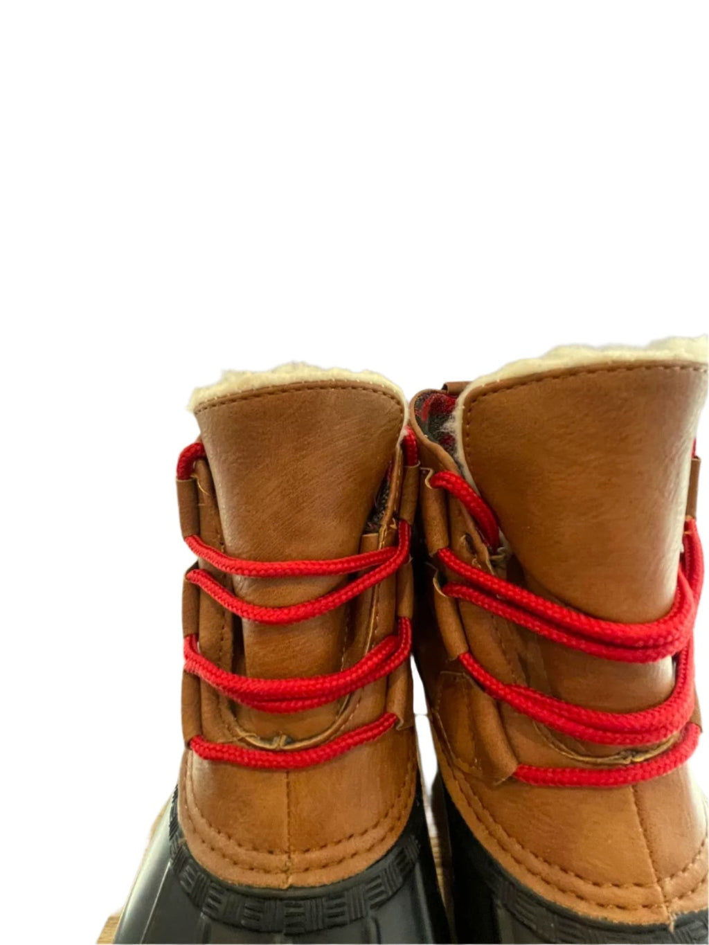 Magellan Womens Duck Boots Fleece Lined Leather - Brown Black - 7M - Very Good - Pic 5