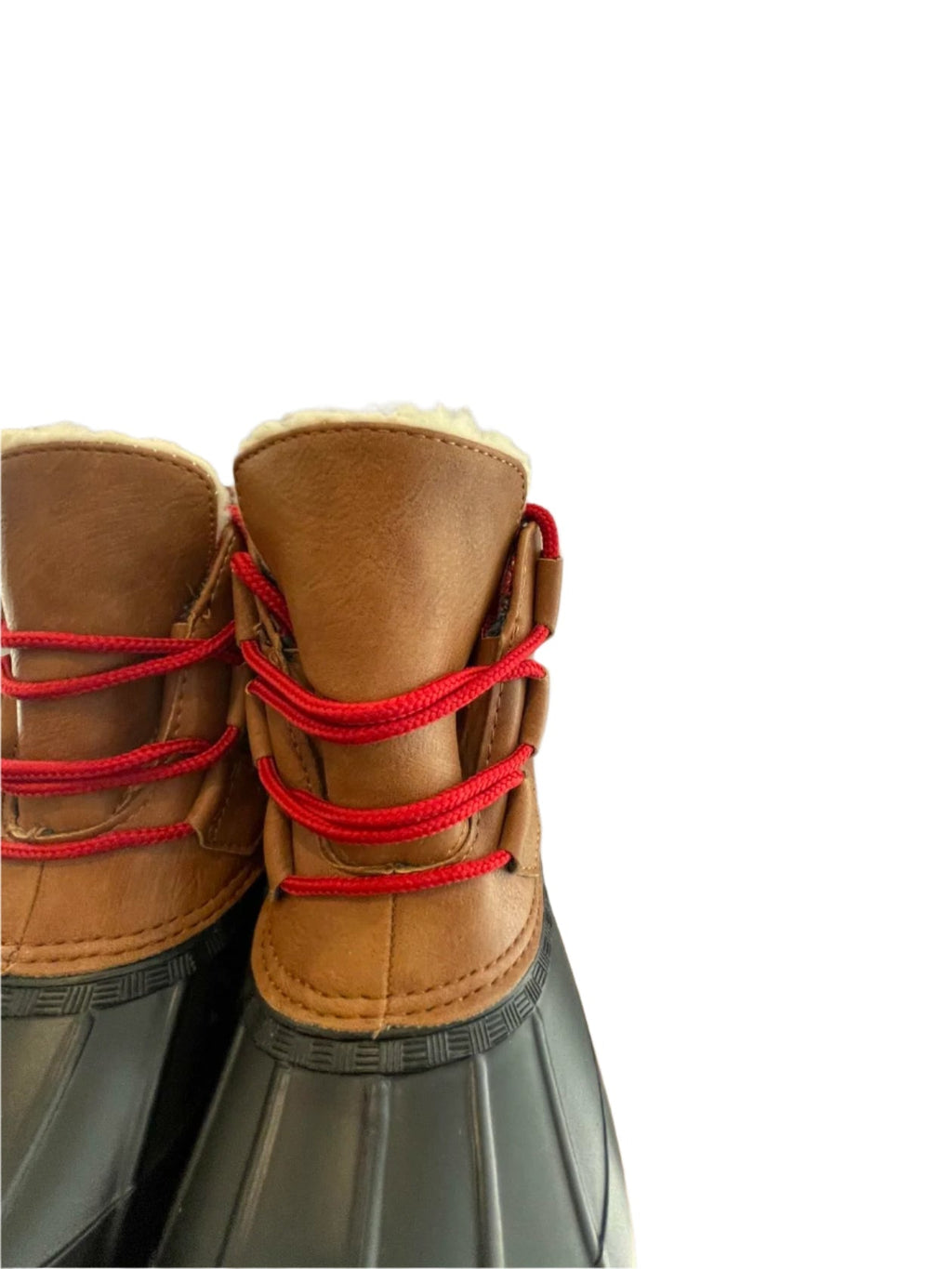 Magellan Womens Duck Boots Fleece Lined Leather - Brown Black - 7M - Very Good - Pic 3