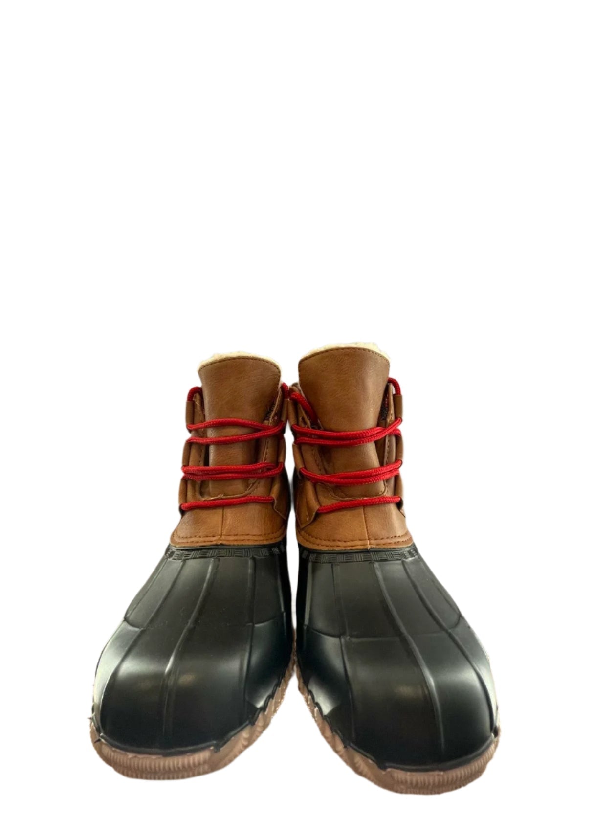 Magellan Womens Duck Boots Fleece Lined Leather - Brown Black - 7M - Very Good - Pic 2