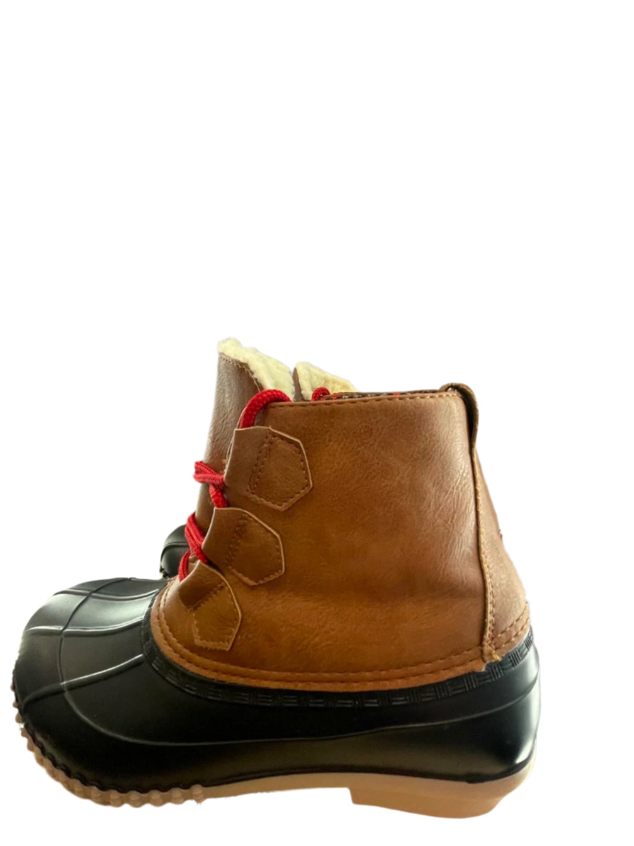 Magellan Womens Duck Boots Fleece Lined Leather - Brown Black - 7M - Very Good - Pic 6