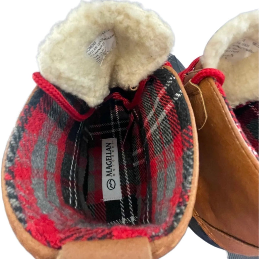 Used Magellan Womens Duck Boots - Fleece Lined Leather | Brown/Black | 7M