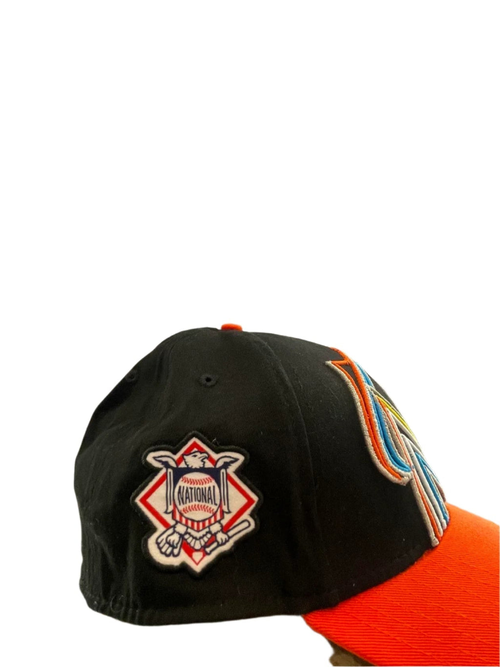 NEW ERA Mens Snapback Cap Miami Marlins MLB Team 2017 ASG Logo - Black/Orange - M/L - Like New - Pic 6