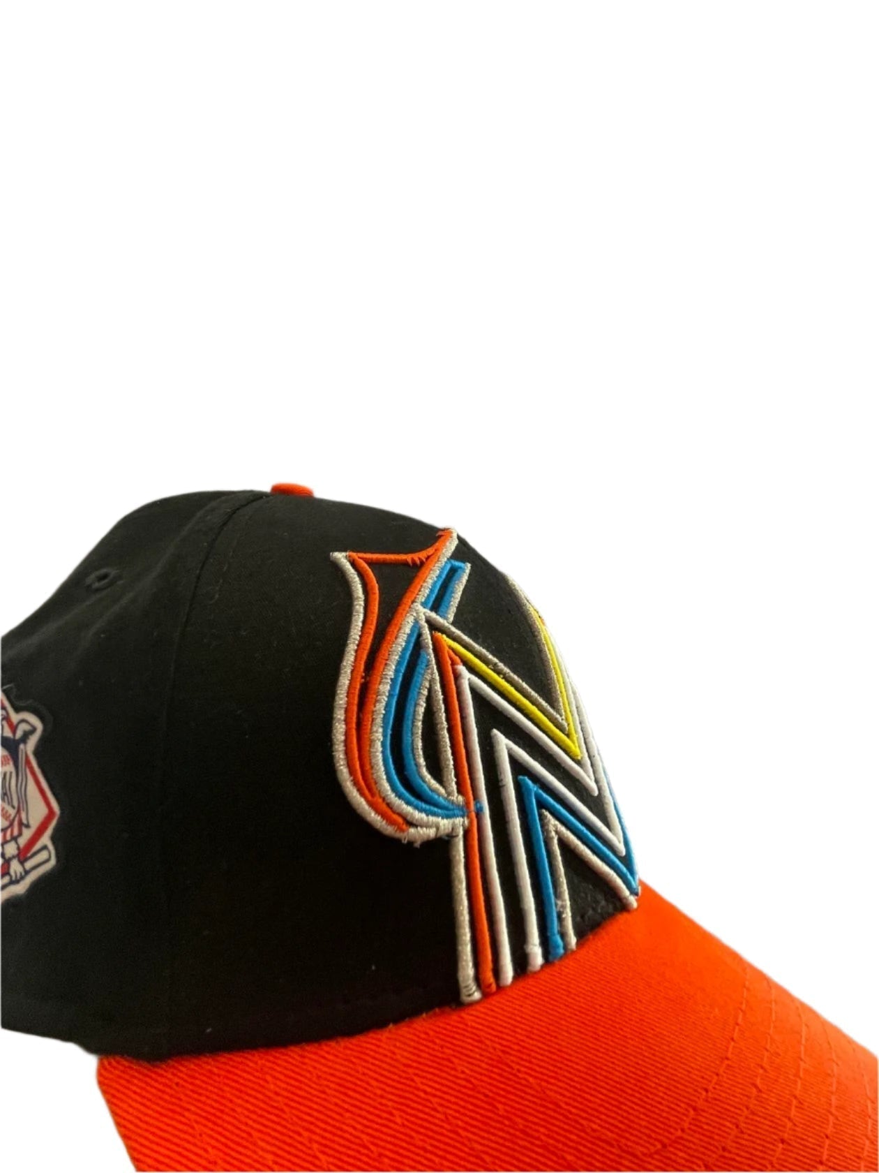 NEW ERA Mens Snapback Cap Miami Marlins MLB Team 2017 ASG Logo - Black/Orange - M/L - Like New - Pic 3