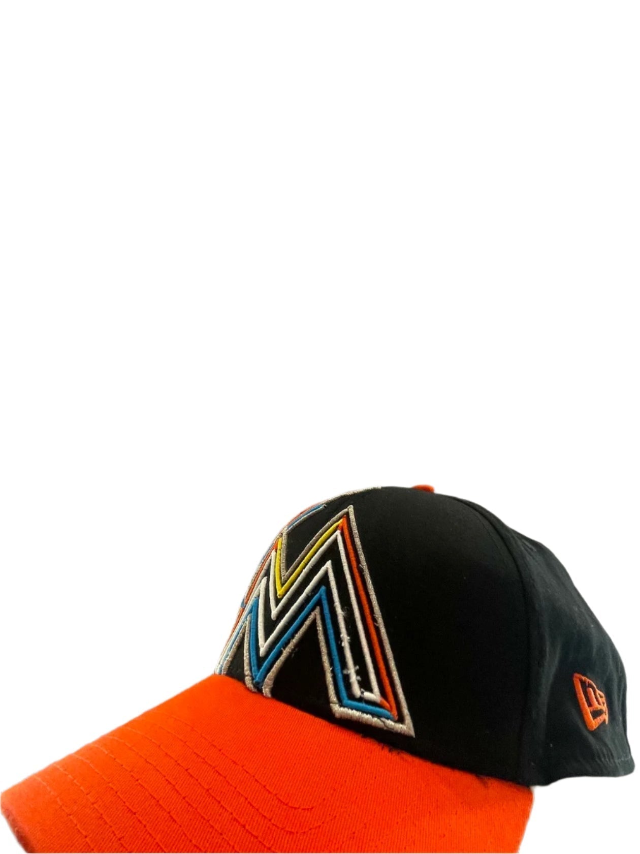 NEW ERA Mens Snapback Cap Miami Marlins MLB Team 2017 ASG Logo - Black/Orange - M/L - Like New - Pic 2