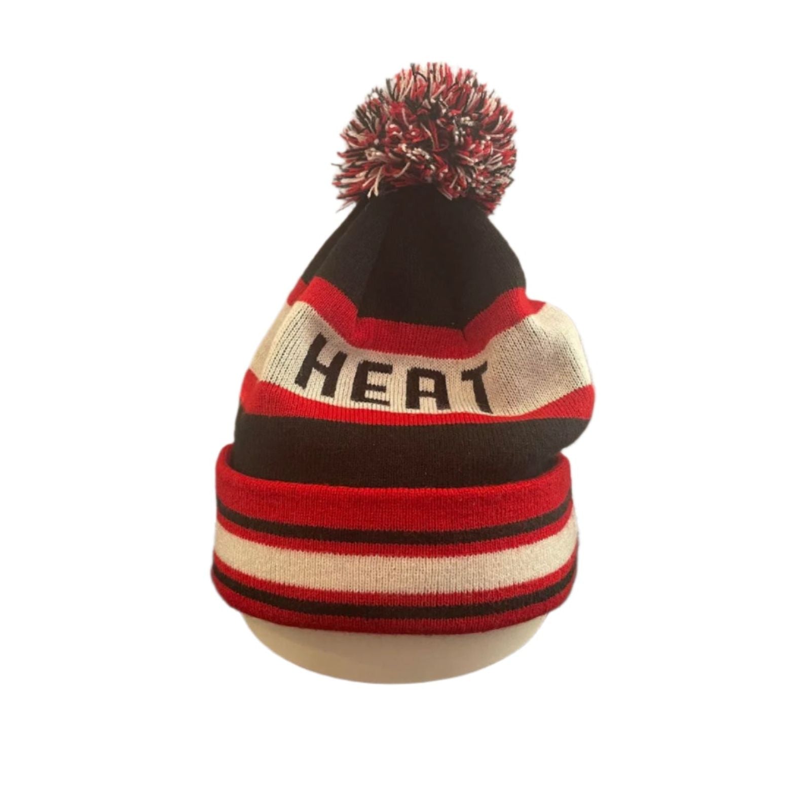 Used NBA Miami Heat Unisex Adult Beanie By New Era - Cuffed | Black/Red/White | One Size