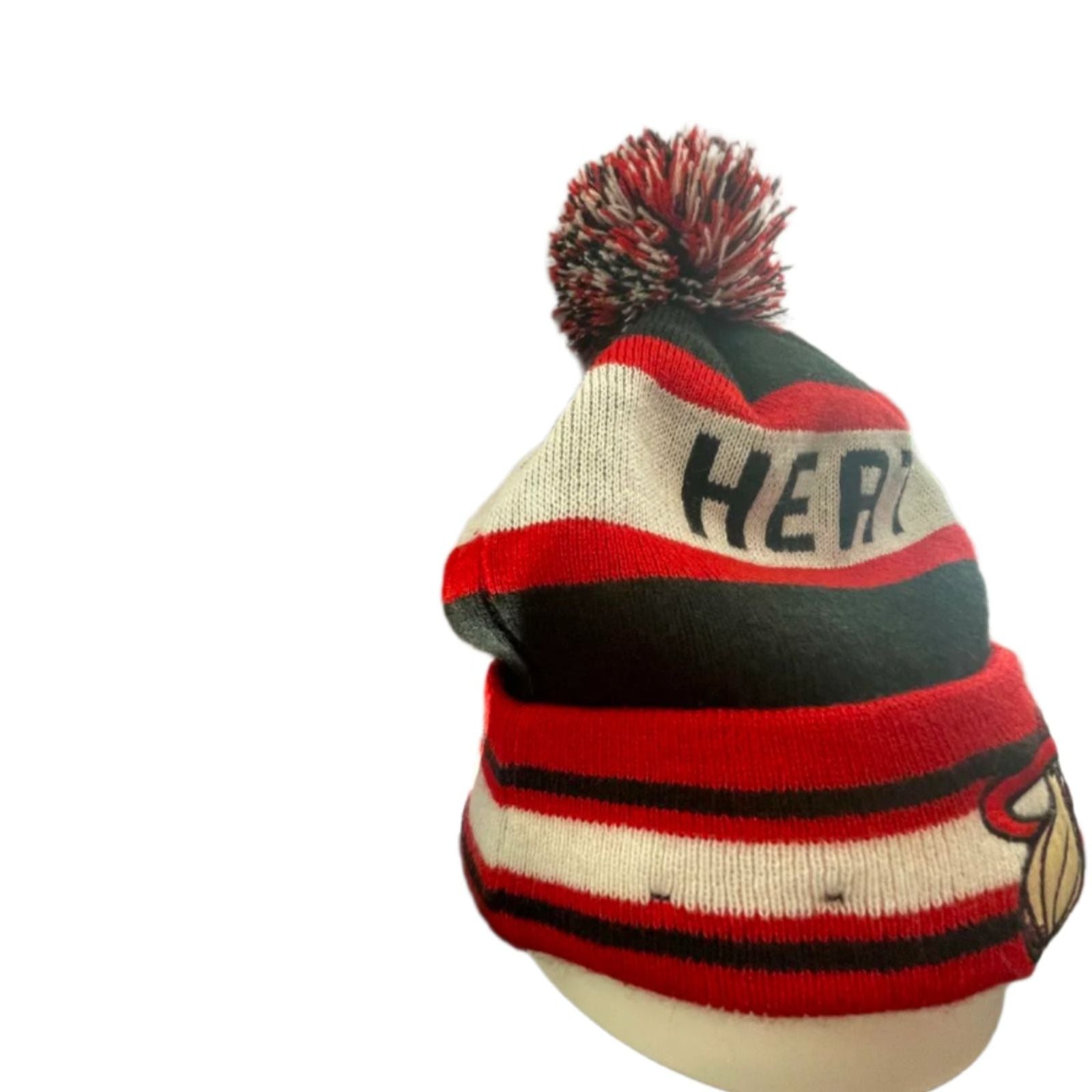 Used NBA Miami Heat Unisex Adult Beanie By New Era - Cuffed | Black/Red/White | One Size